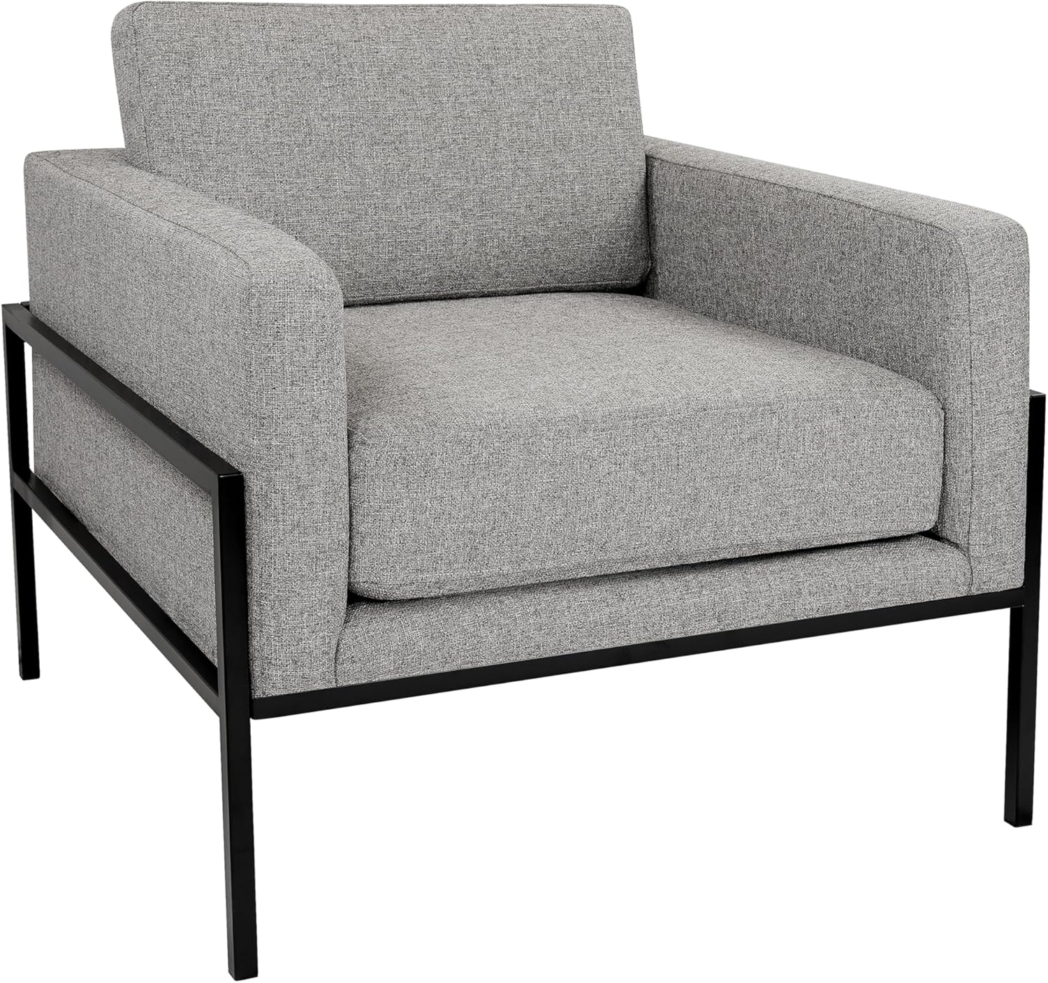 HomePop Silla decorativa moderna con marco de metal, decoración del hogar, sillas decorativas para sala de estar y dormitorio, tejido gris sostenible