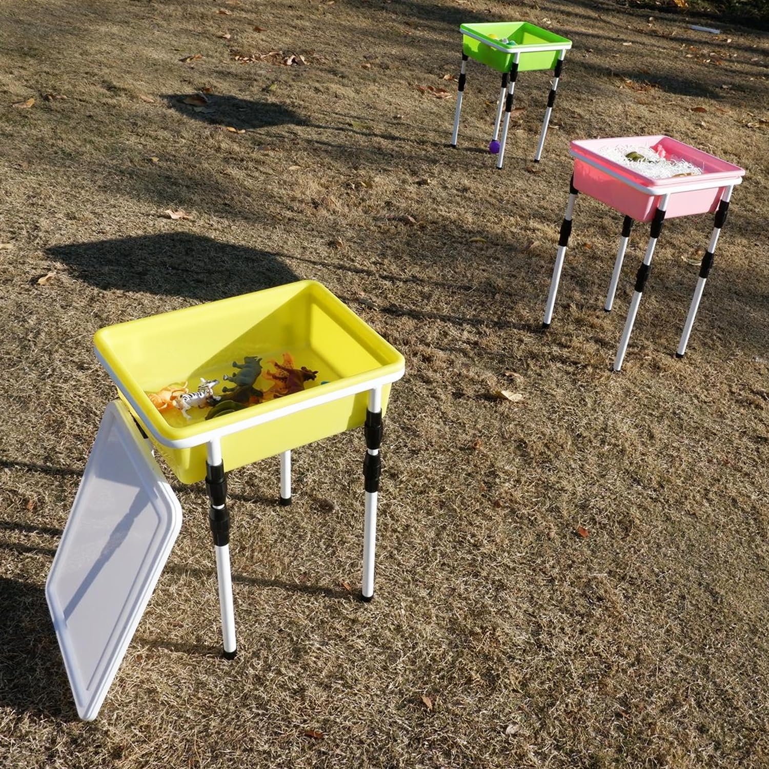 zvzvo Juego de juguetes de agua y arena (8 juegos). Mesa de agua con altura ajustable. Juegos al aire libre, caja de arena, juguetes de playa, mesa
