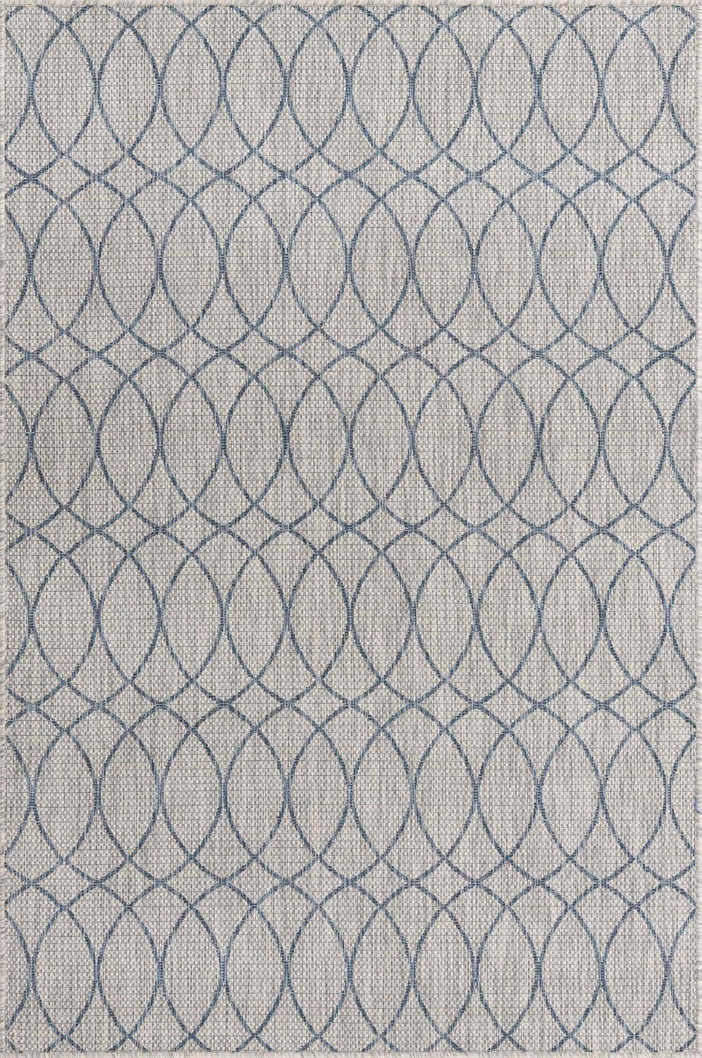 Unique Loom Outdoor Trellis Collection – Alfombra rectangular de 5 pies 3 pulgadas x 8 pies, gris y azul
