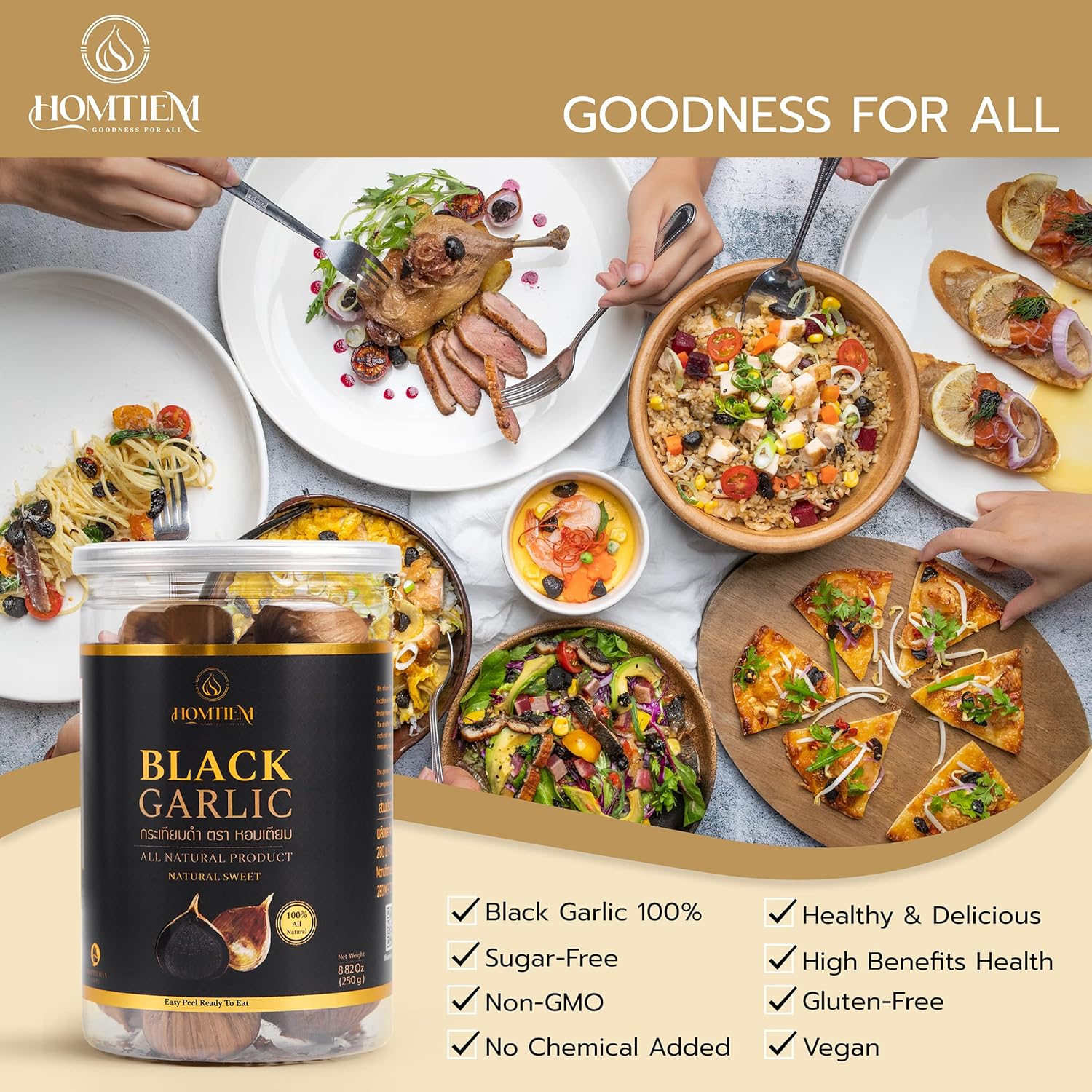 Homtiem Ajo negro 8.82 oz + puré de ajo negro HOMTIEM 5.29 oz