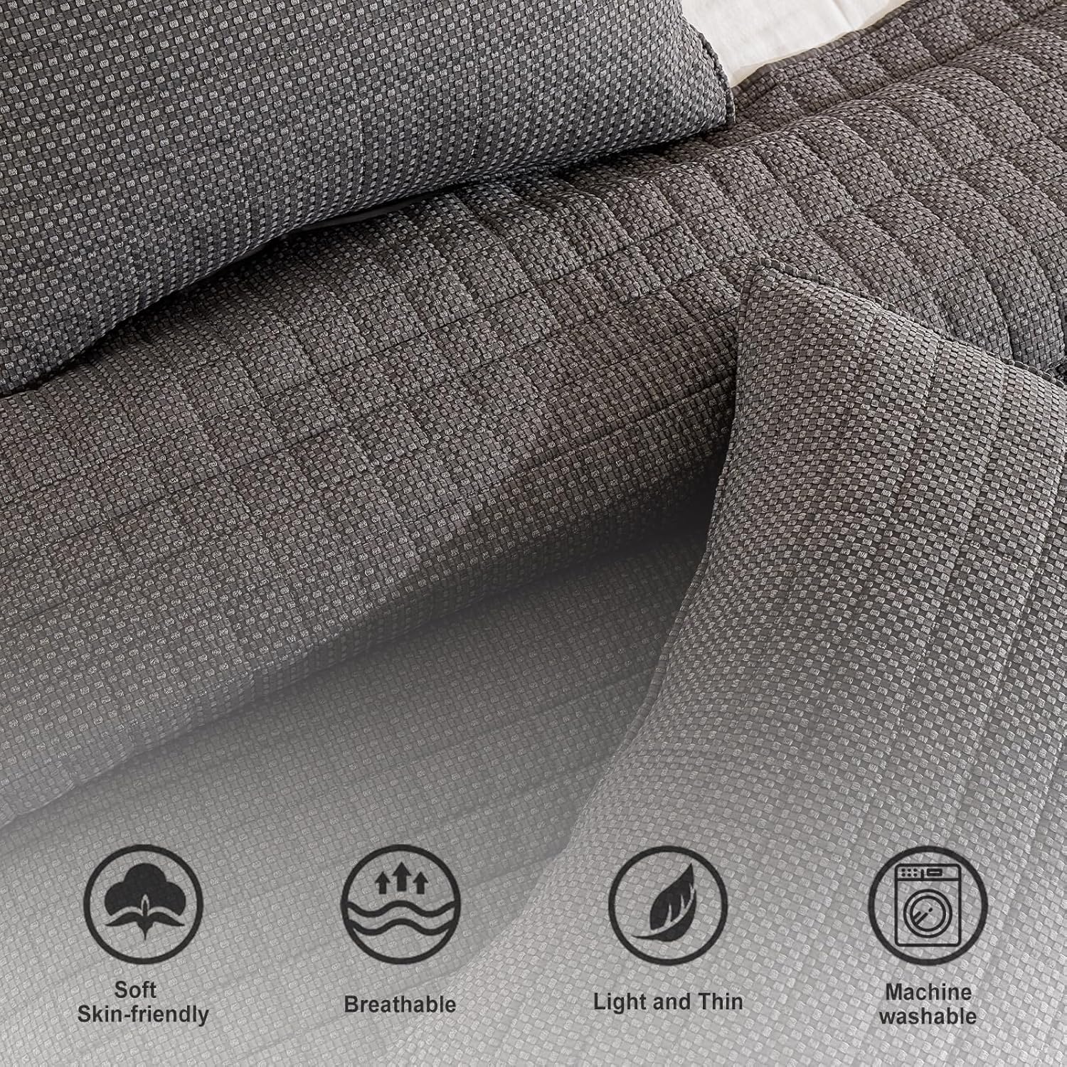 Juego de ropa de cama de tamaño King blanco con fundas de almohada, colcha ligera y suave, manta acolchada fina, para todas las estaciones, verano,