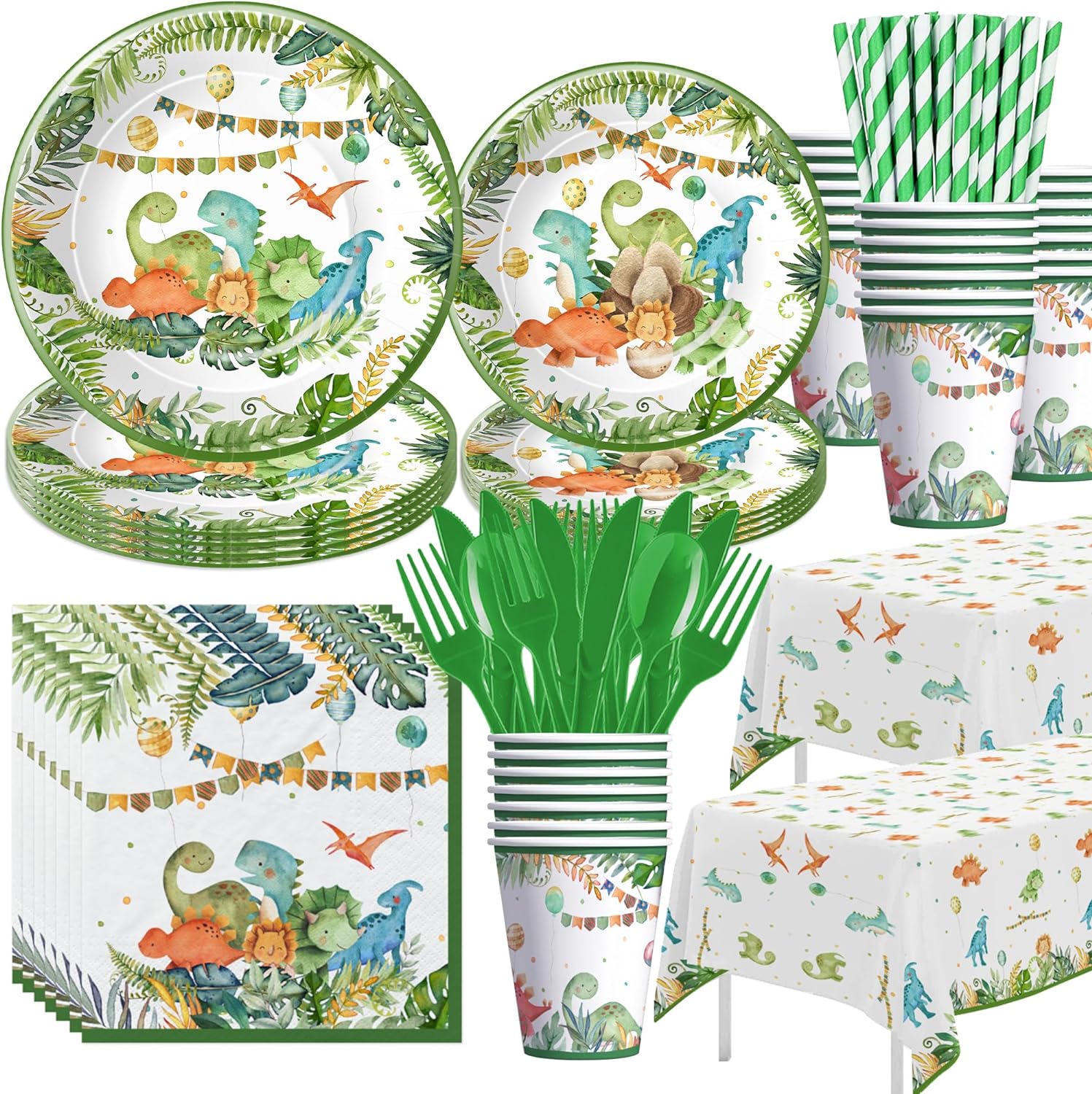 Suministros para fiesta de cumpleaños de dinosaurios decoración de dinosaurio para baby shower, plato, taza, servilleta, mantel, cubiertos,