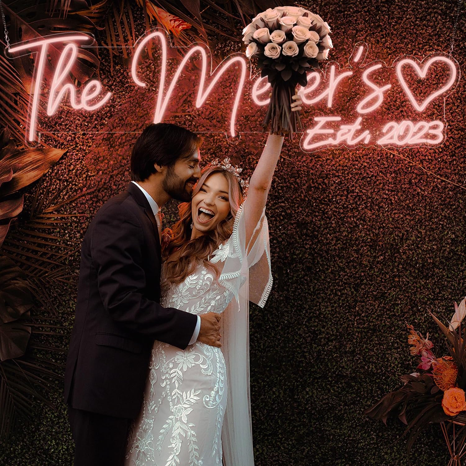 Letrero de neón personalizado para decoración de boda, letrero de neón personalizado, letrero de neón con nombre de boda, fiesta de boda,