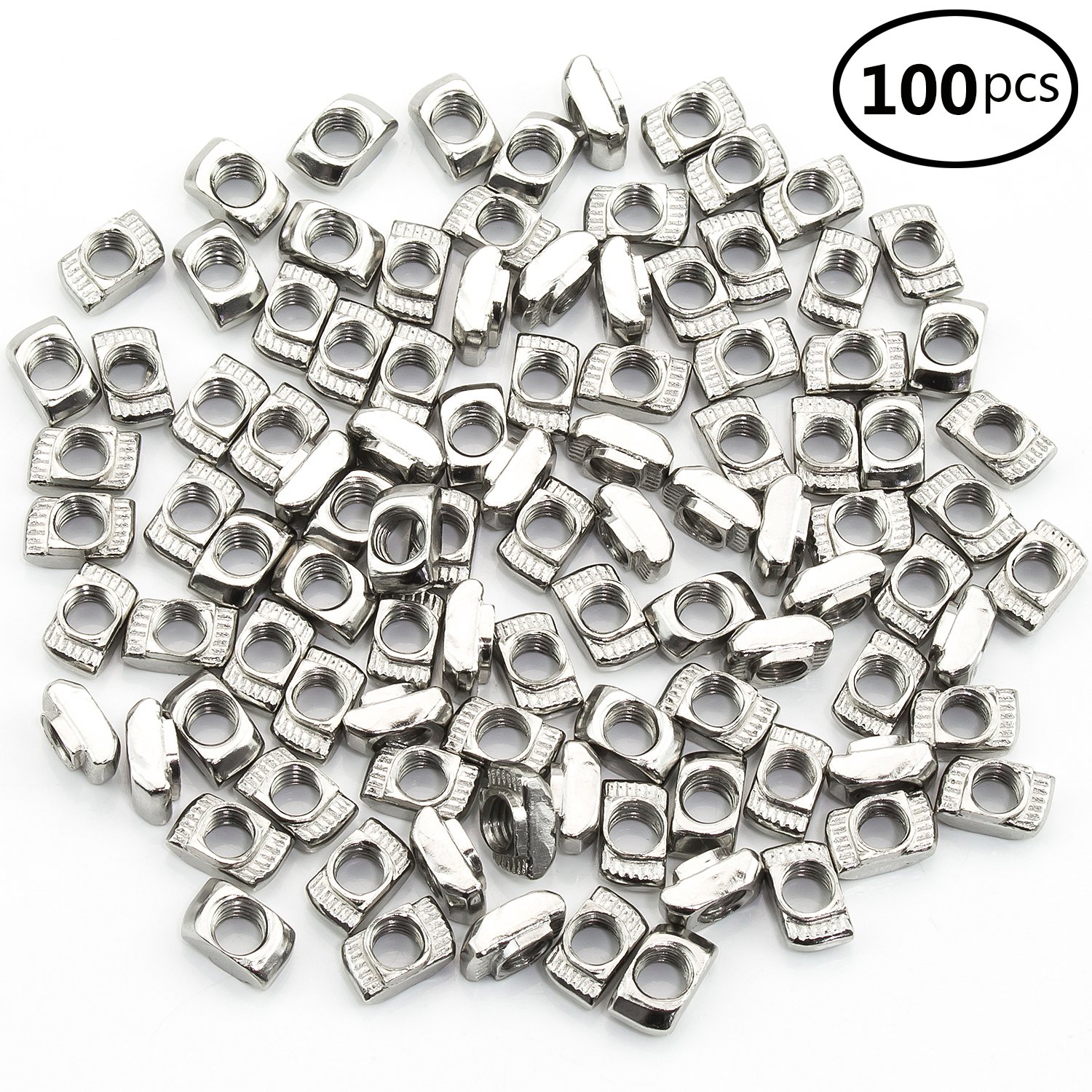 100 piezas de tuercas T de la serie 2020, tuerca M5 T ranura tuerca de fijación de cabeza de martillo para perfil de aluminio