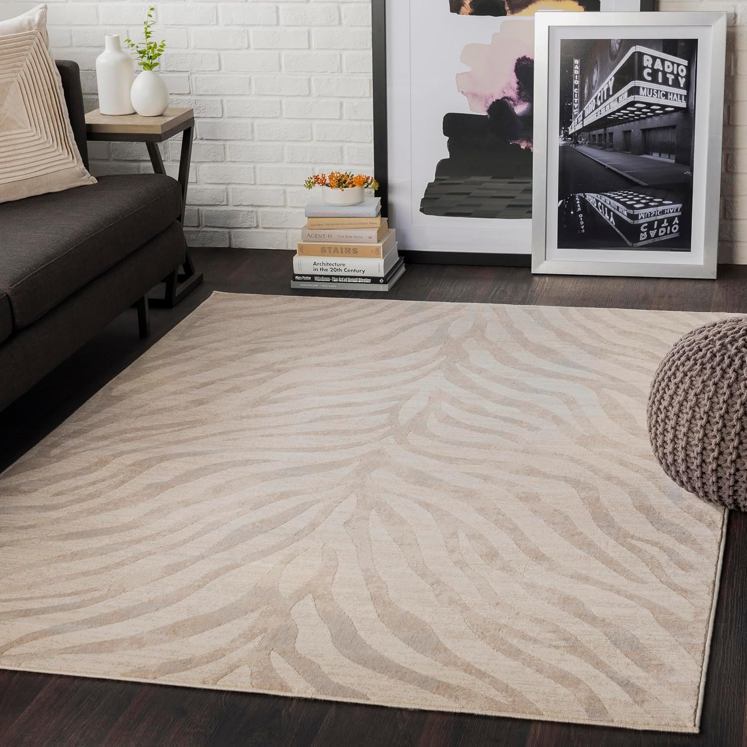 Mark&Day – Alfombra moderna de 6 x 9 pies, color gris claro, alfombra gris beige para sala de estar, dormitorio o cocina (6 pies 7 pulgadas x 9 pies)