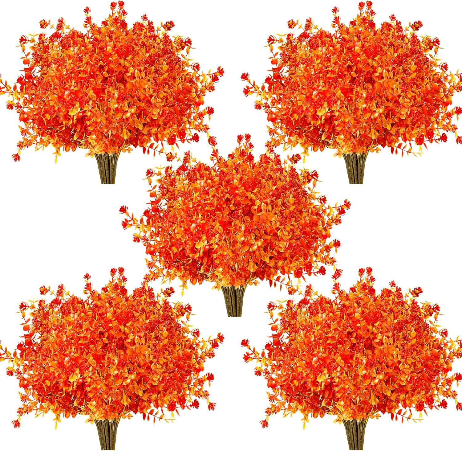 Sawowkuya 20 paquetes de flores artificiales de otoño para exteriores, decoraciones de otoño, flores de plástico resistentes a los rayos UV para
