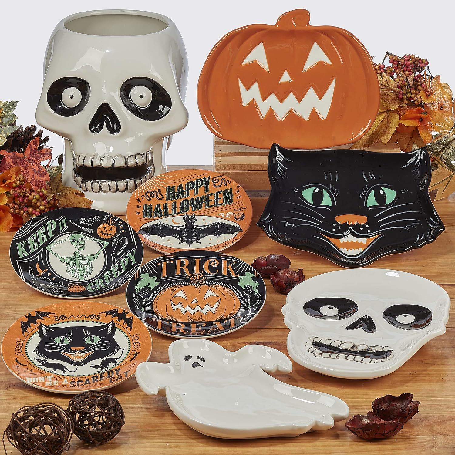 Certified International Scaredy Cat – Tazas de 18 onzas, juego de 4 diseños surtidos