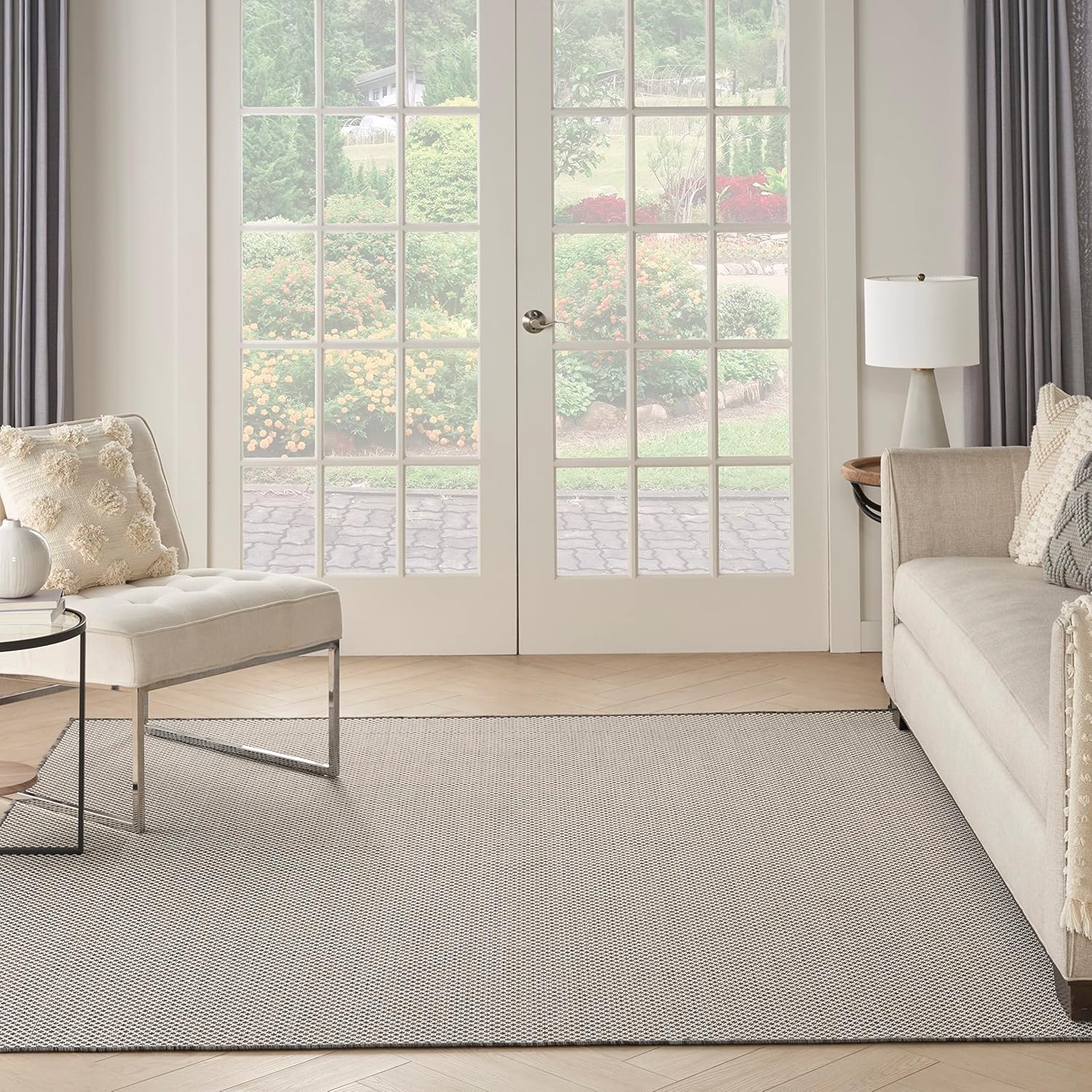 Nourison Courtyard – Alfombra de 8 pies, cuadrada para interiores y exteriores, fácil de limpiar, no se desprende, para dormitorio, sala de estar,