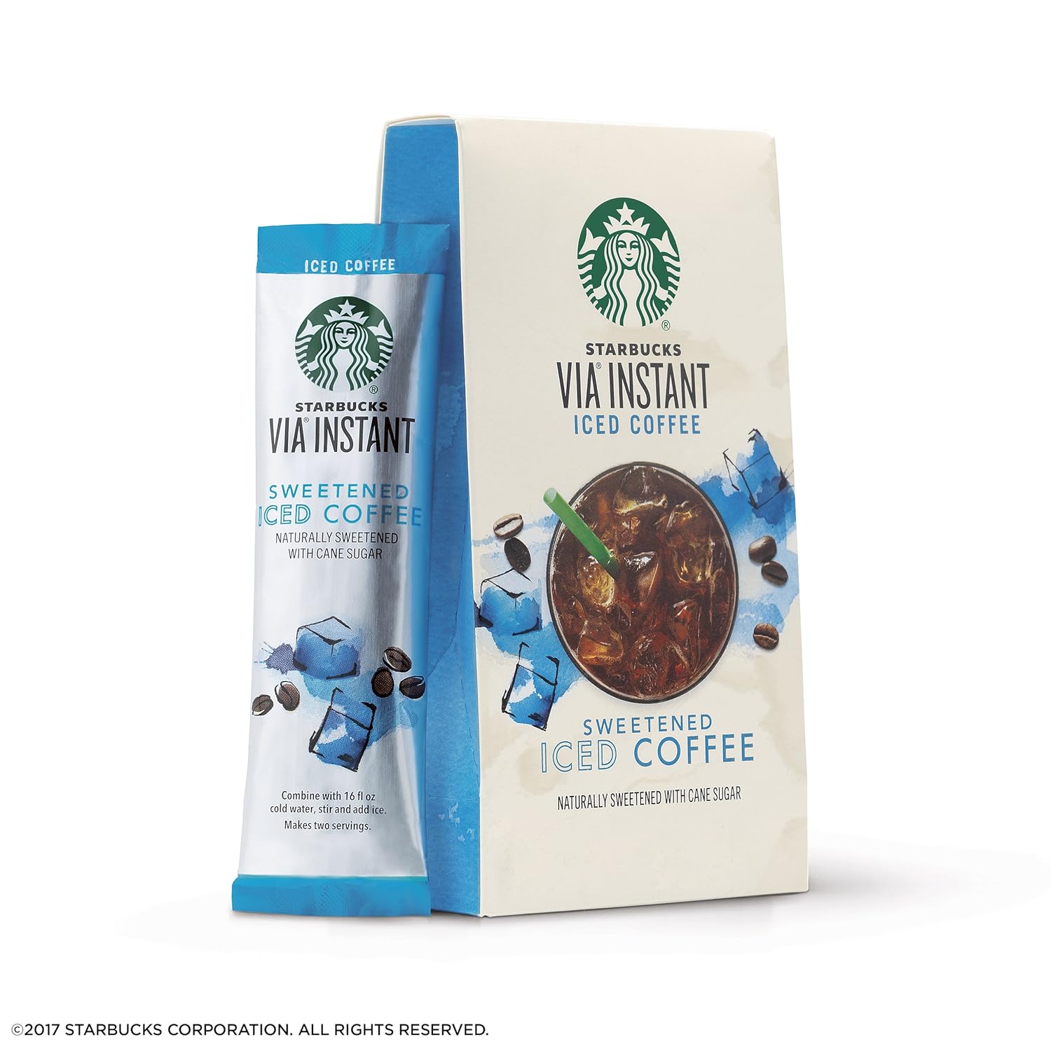 Starbucks VIA – Paquetes de café instantáneo tostado medio, café helado endulzado, 6 cajas (36 paquetes en total)