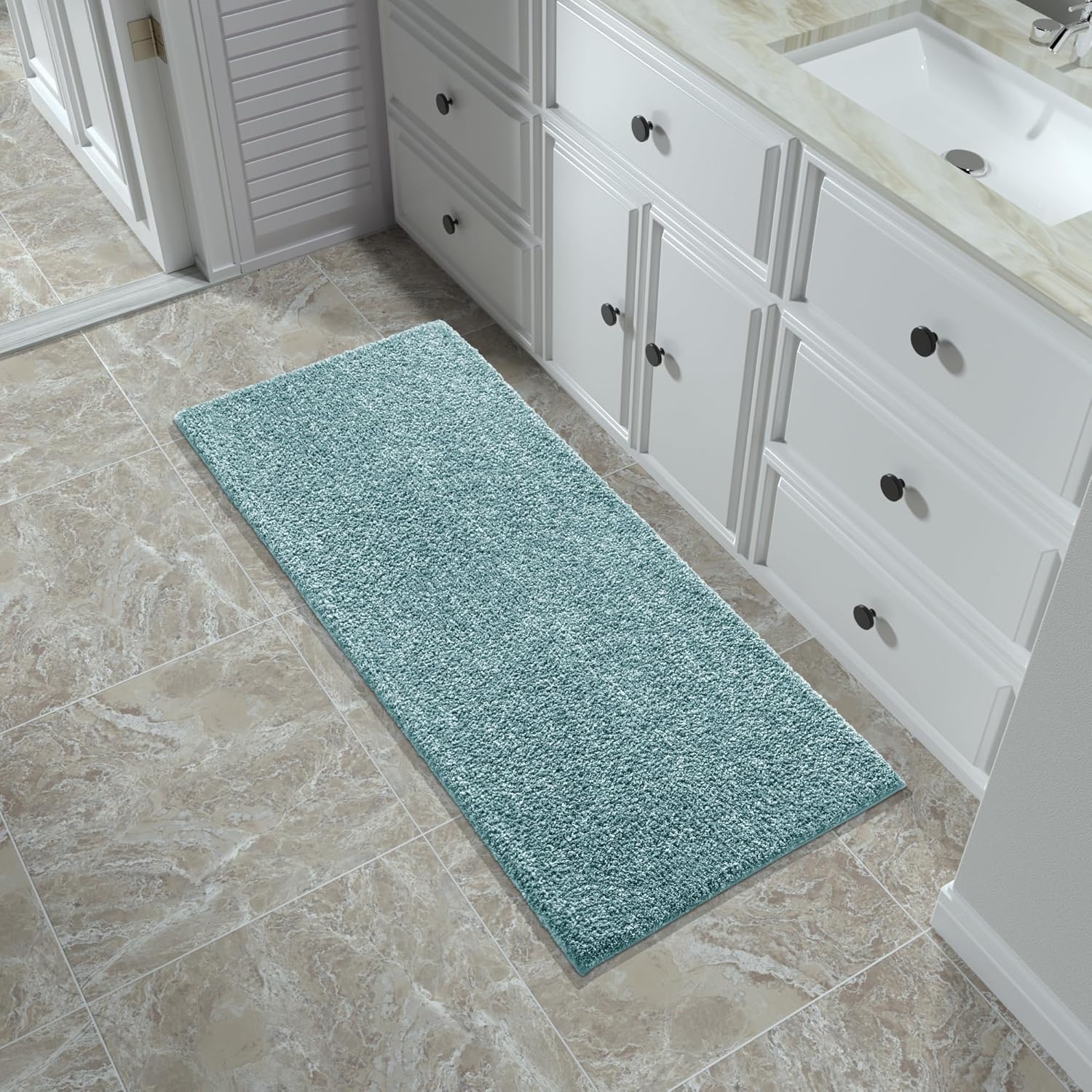 Yimobra Alfombras de baño, extra suaves y cómodas, antideslizantes, absorbentes de agua y gruesas, lavables a máquina, alfombras peludas para ducha