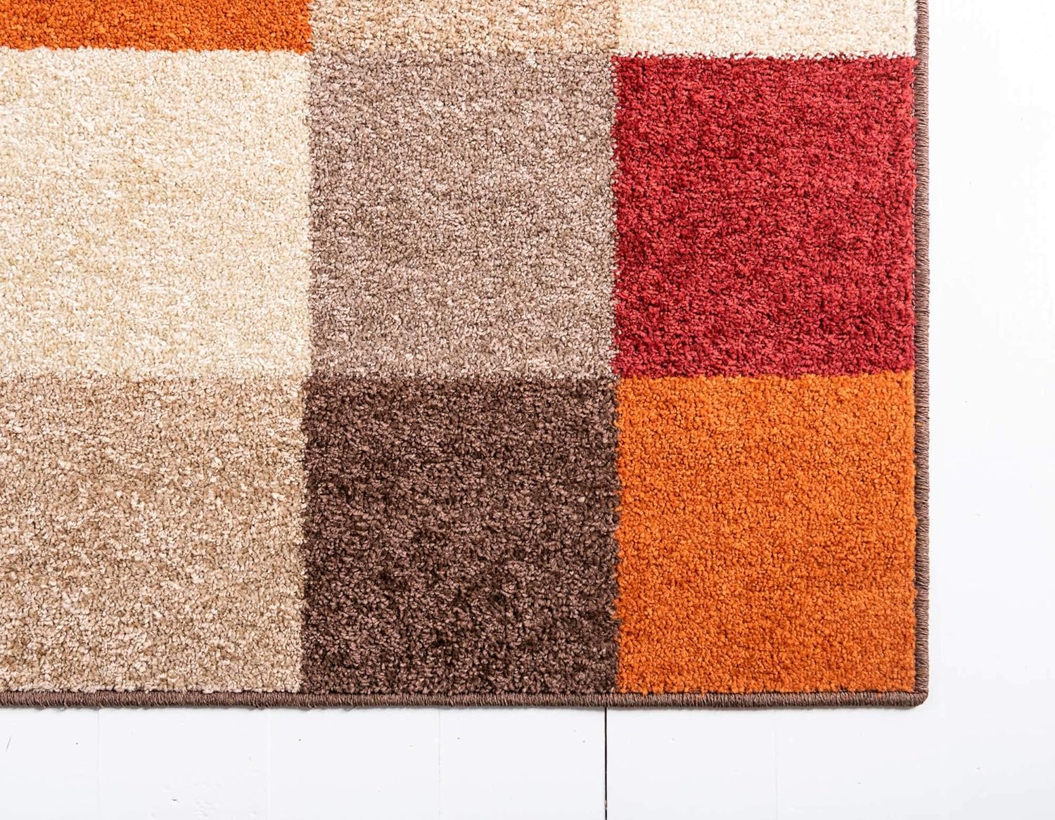 Unique Loom – Tapete con diseño abstracto, informal, moderno y contemporáneo de la colección otoñal, rectangular de 5 x 8 pies, diseño a cuadros