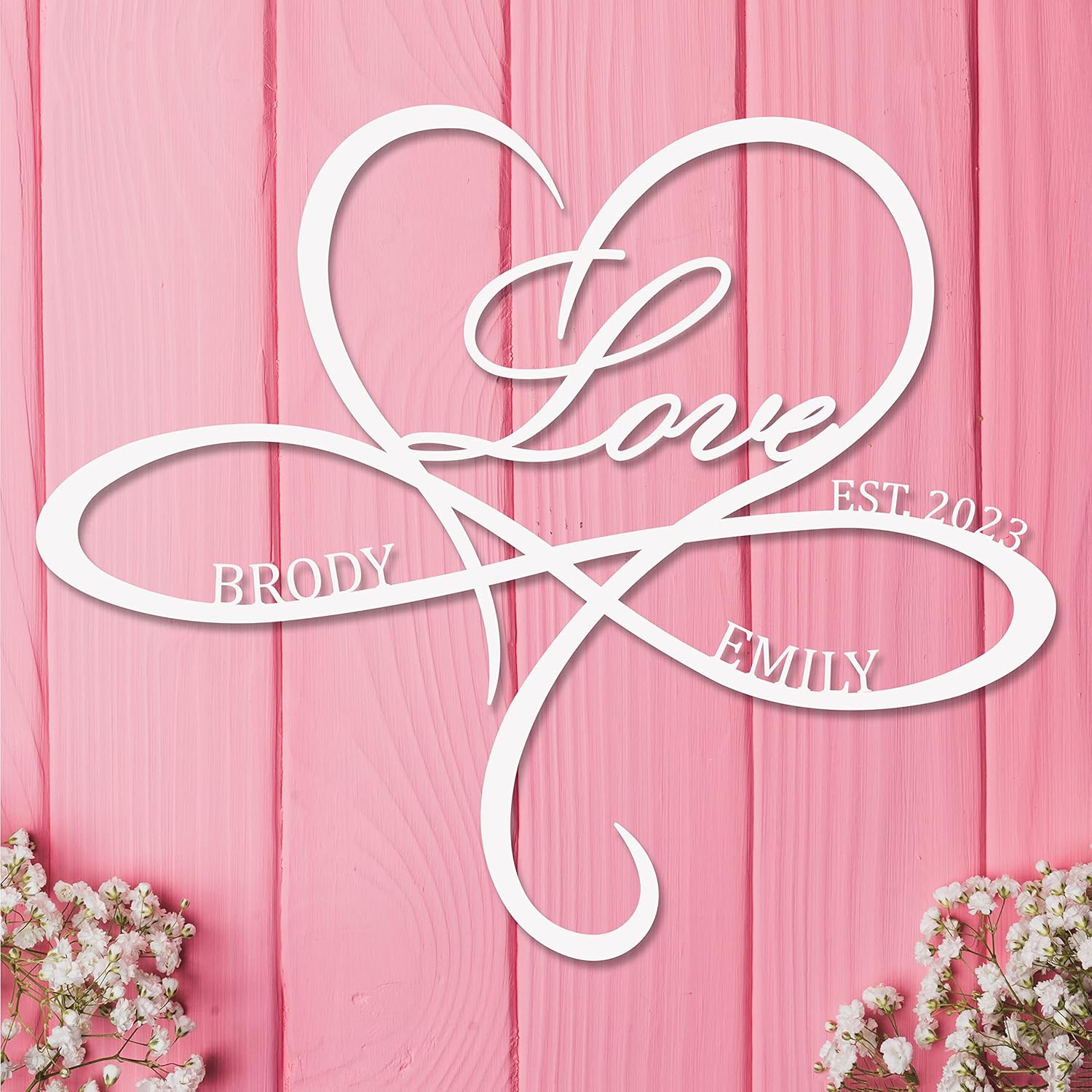 Personalized Infinity Heart Sign-Custom Love Metal Wall Decor-Infinity Symbol Love Metal Sign with Names-Personalized Gift for