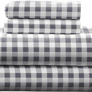 Pointehaven Juego de sábanas de franela de algodón de 6.53 ozm, tamaño Queen, gris tablero de ajedrez (F180QNSHTSCH), gris Pointehaven Juego de sábanas de franela de algodón de 6.53 ozm, tamaño Queen, gris tablero de ajedrez (F180QNSHTSCH), gris