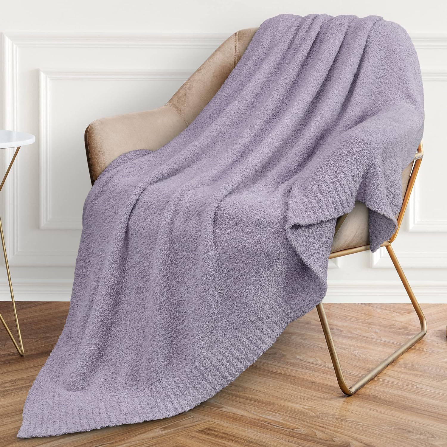 PAVILIA Manta de punto de felpa para sofá, manta supersuave y esponjosa, manta ligera mullida para cama y sofá, manta tejida cálida y acogedora para
