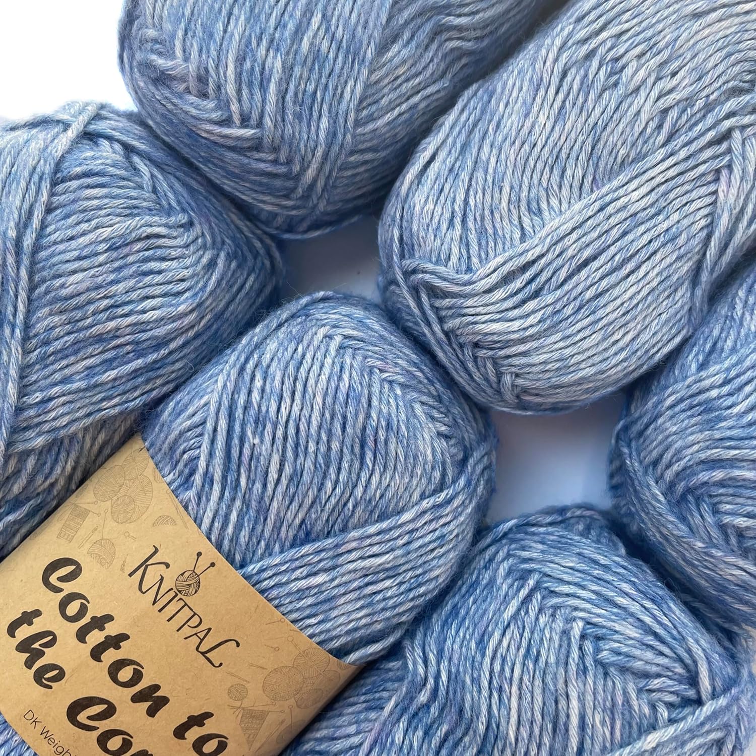 KnitPal Cotton to The Core, DK – Hilo de algodón jaspeado para tejer a mano y ganchillo, mantas, (patrones libres), 6 madejas, 852 yardas10.58 oz,