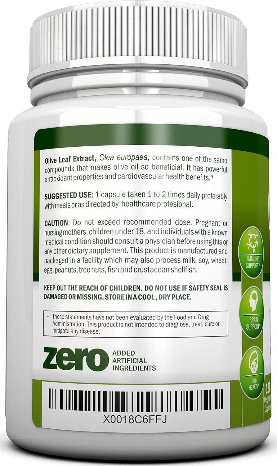 Extracto de hoja de olivo  750 mg  120 cápsulas  Extra fuerte  20% oleuropeína  Fórmula sin OMG  Calidad premium de hojas de olivo puro  Potente