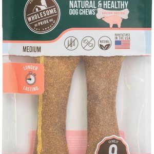 Wholesome Pride Masticables naturales y saludables para perros, paquete de 2 unidades, para perros medianos, sabor a tocino Wholesome Pride Masticables naturales y saludables para perros, paquete de 2 unidades, para perros medianos, sabor a tocino