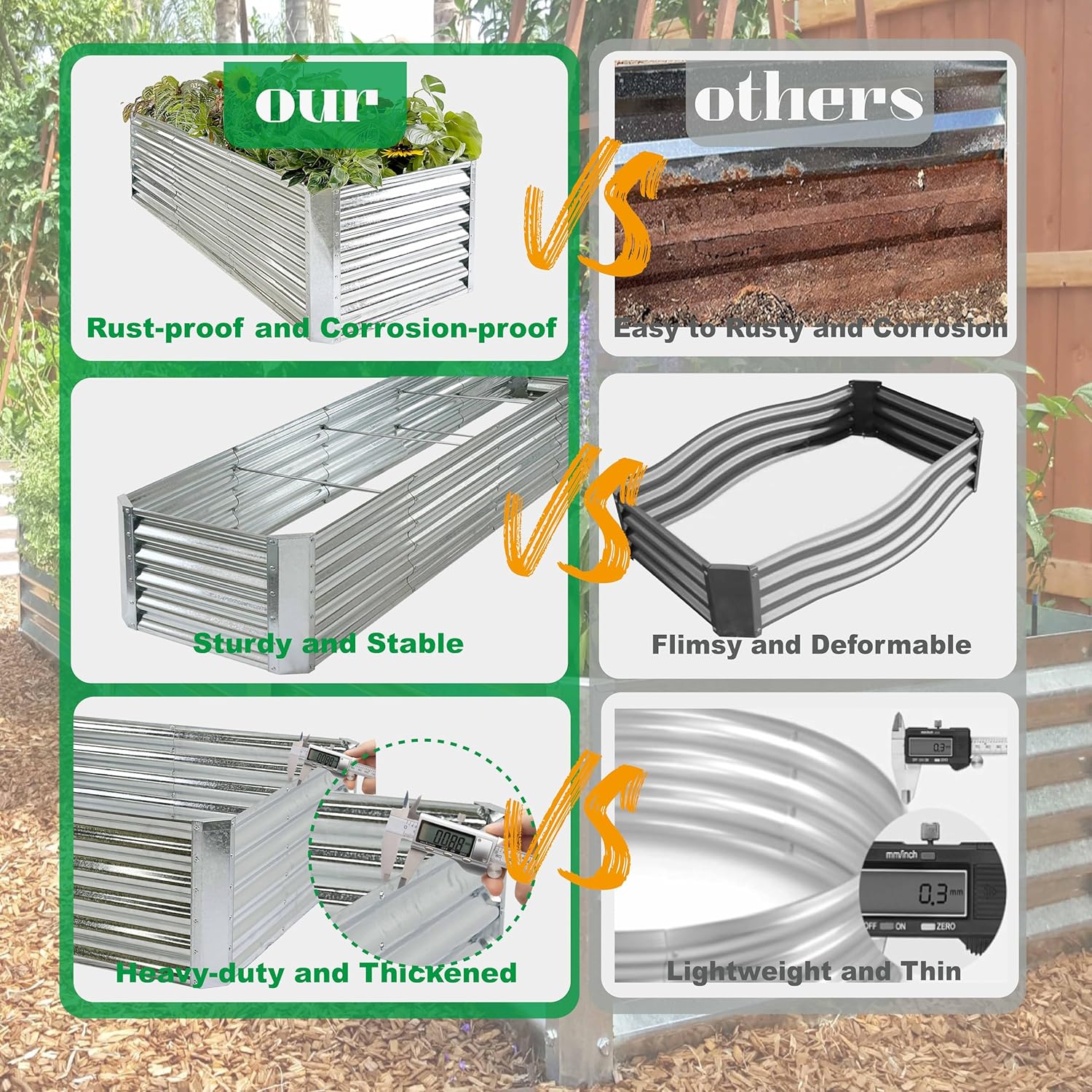 Products – Cama de jardín elevada de metal para exteriores de 4 x 3 x 2 pies, jardinera de raíces profundas para verduras, flores, hierbas y guantes