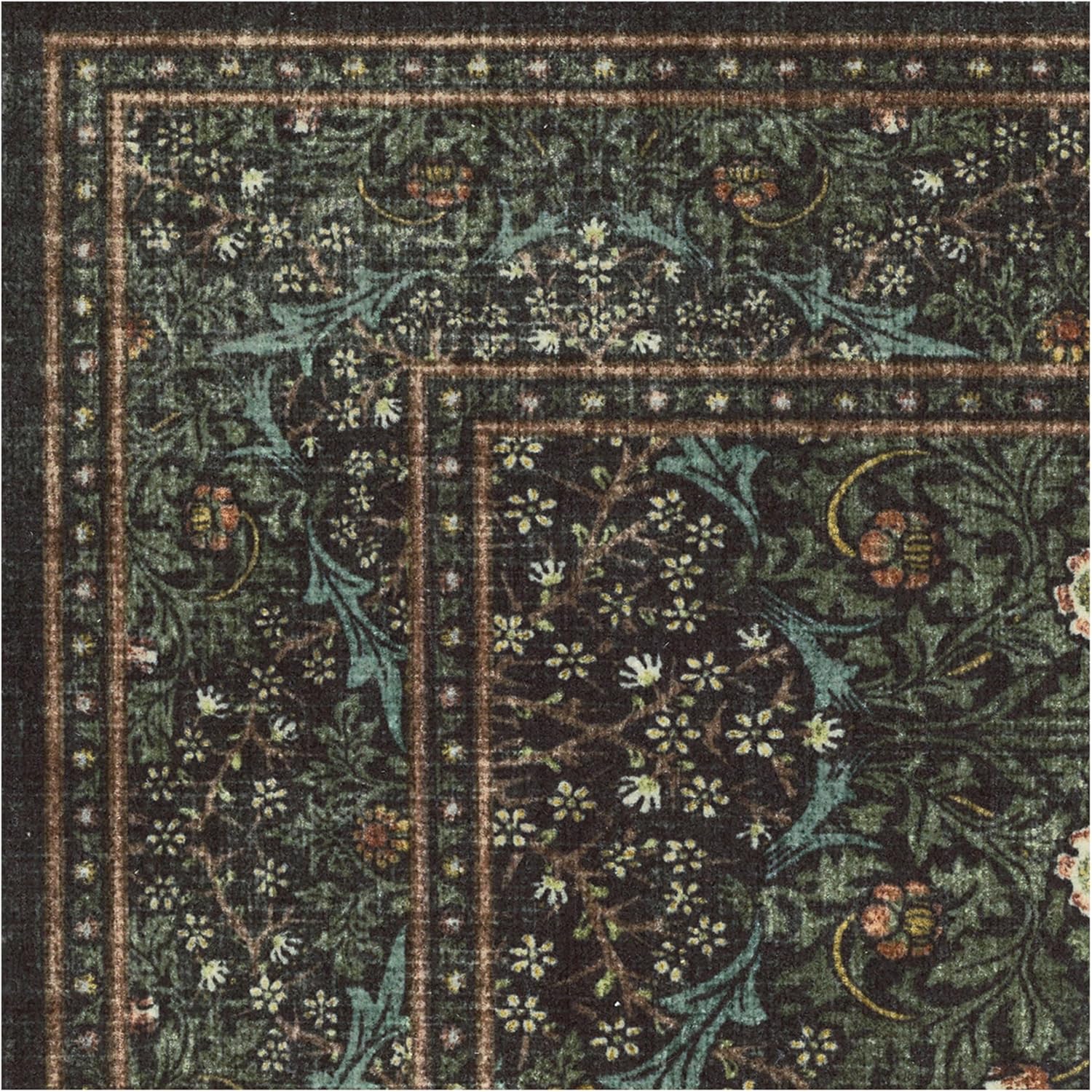 RUGGABLE x Morris & Co – Alfombra lavable perfecta para sala de estar, dormitorio, cocina, antideslizante, apta para niños, resistente a las manchas