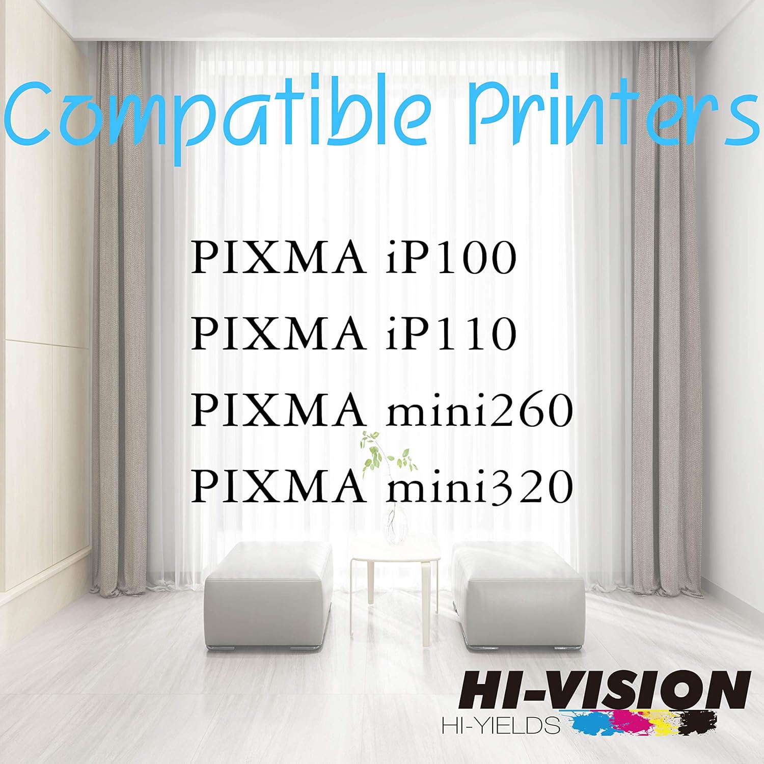 HI-VISION HI-YIELDS Cartucho de tinta de pigmento PGI-35+CLI-36 compatible con 4 unidades, color negro con (4 unidades) de repuesto tricolor para