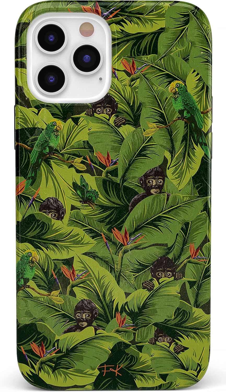 Casely Funda floral para iPhone 1212 Pro  Sneaky Monkeys  Funda Frida Kahlo Jungle