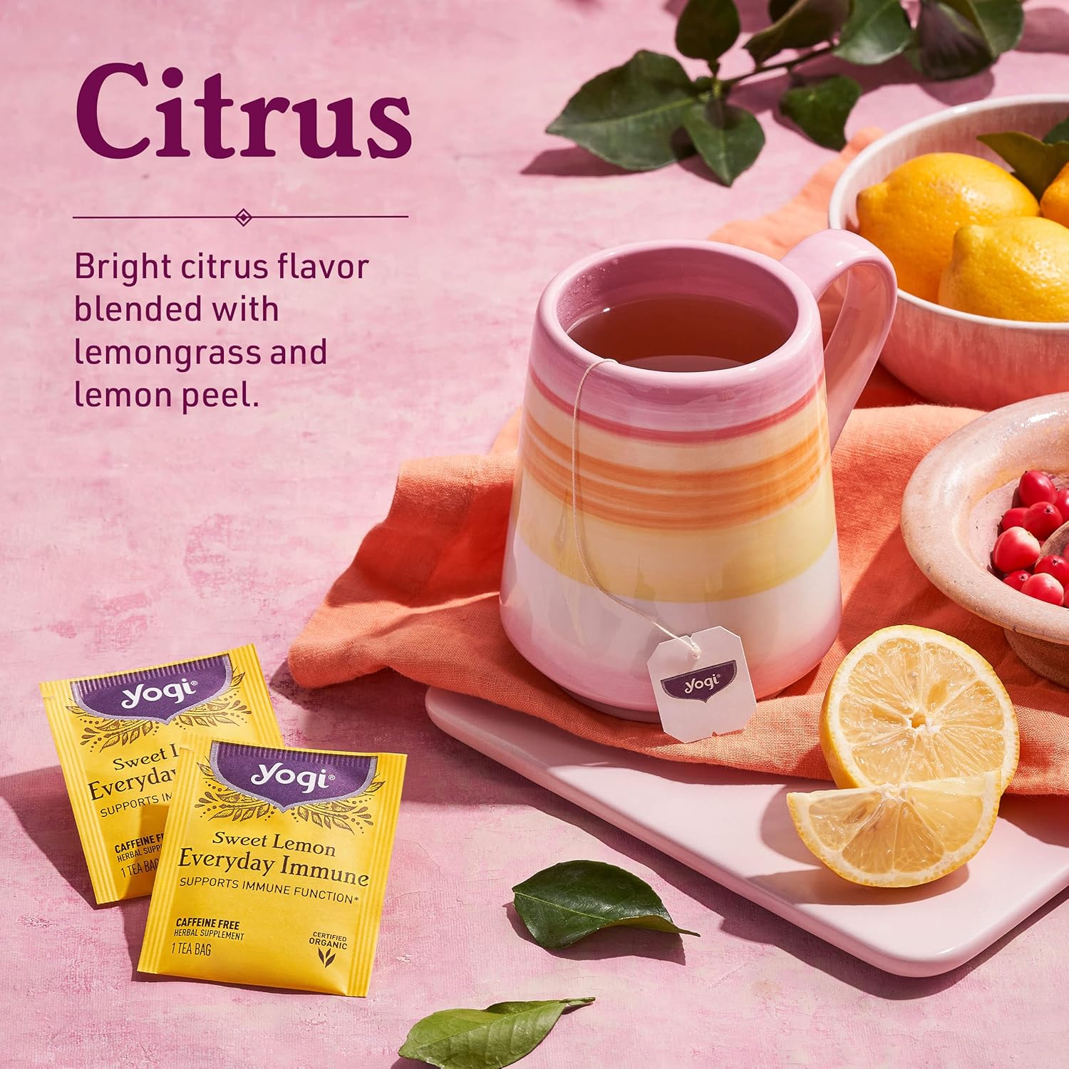 Yogi Tea Sweet Lemon Everyday Immune Tea  16 bolsas de té por paquete (6 paquetes)  Té diario de apoyo inmunológico  Deliciosas bolsas de té de