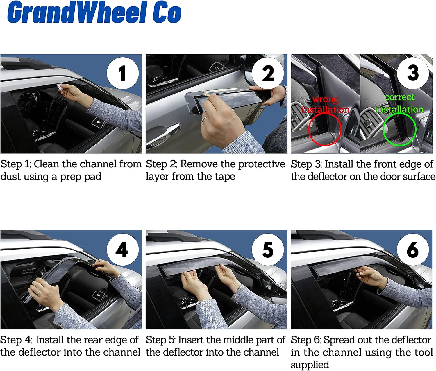 GrandWheel Co – Deflectores de visera de ventilación de ventana lateral teñidos en el canal, protectores de lluvia compatibles con GMC Terrain