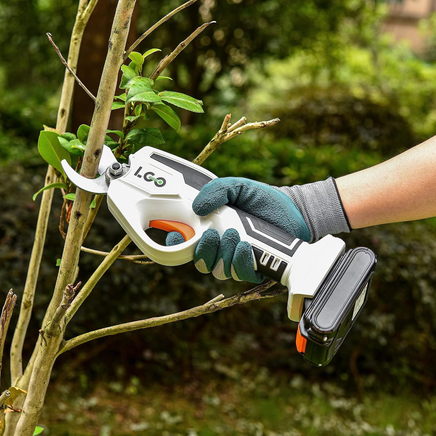 Tijera de podar inalámbrica de 20 V, cortador de jardín eléctrico profesional de 2.0 Ah alimentado por batería, máximo 0.984 in (0.98 pulgadas) de