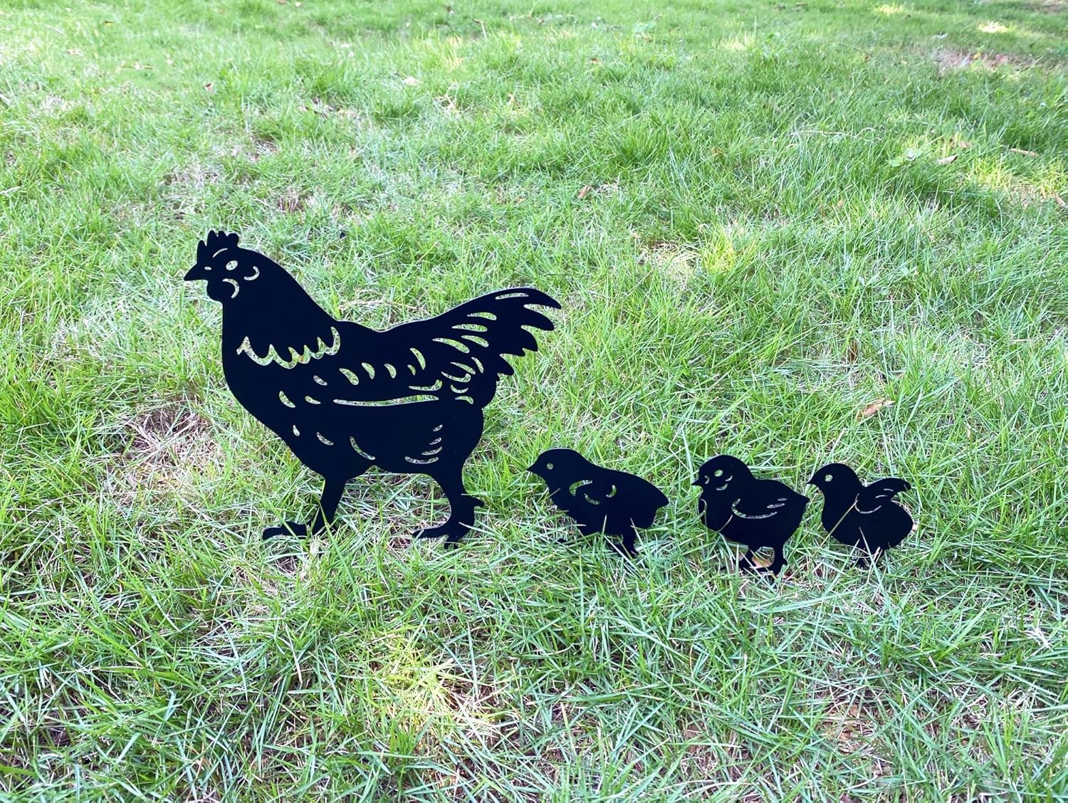RANNYOZIO Estacas de metal decorativas de pollo para jardín, silueta de pollo pequeño, estatuas de jardín para patio, patio, decoración de jardín,