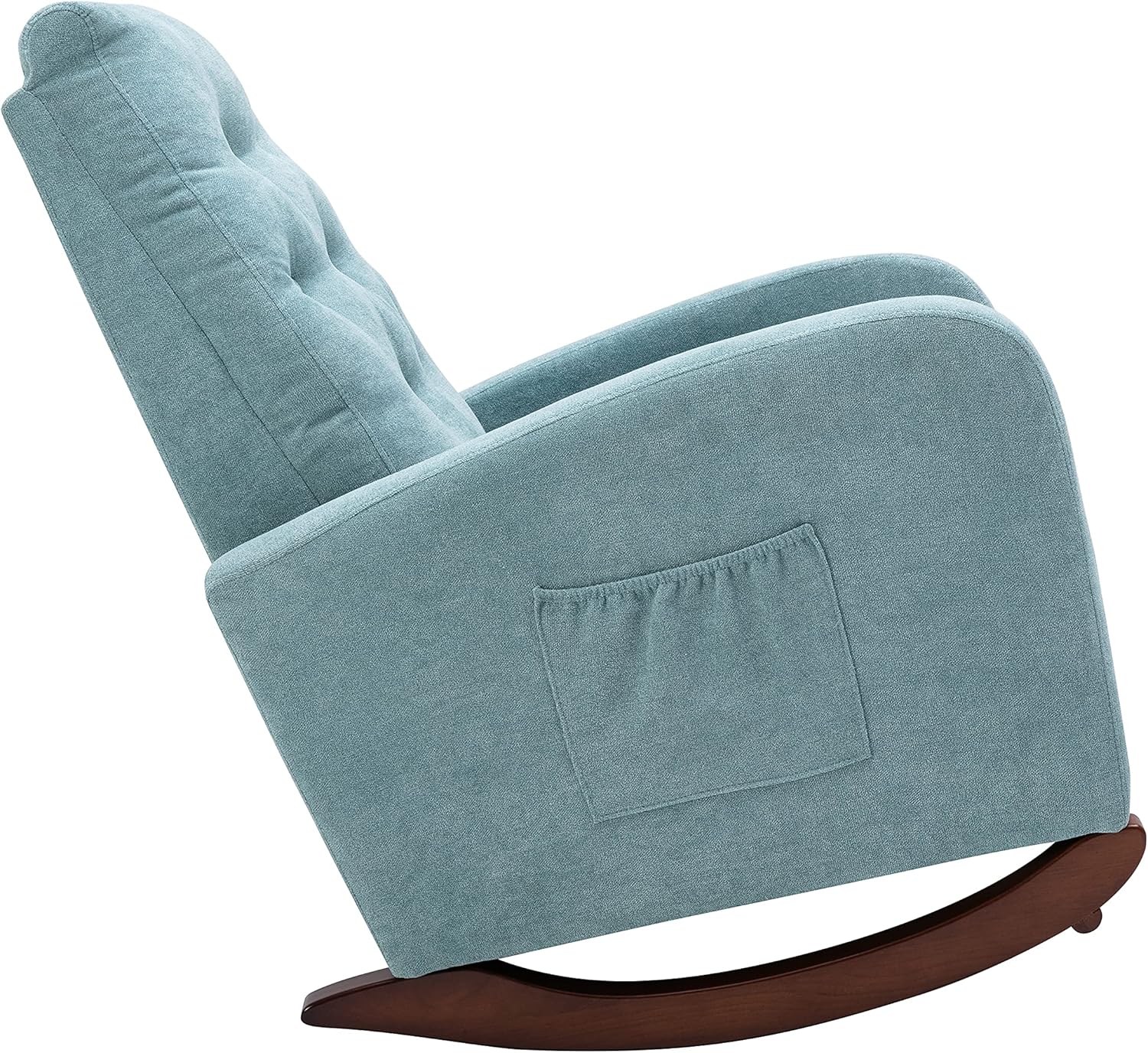 Voohek Mecedora tapizada con respaldo Hih, cómodo asiento acolchado de tela con 1 bolsillos para sala de estar, dormitorio, guardería, color verde