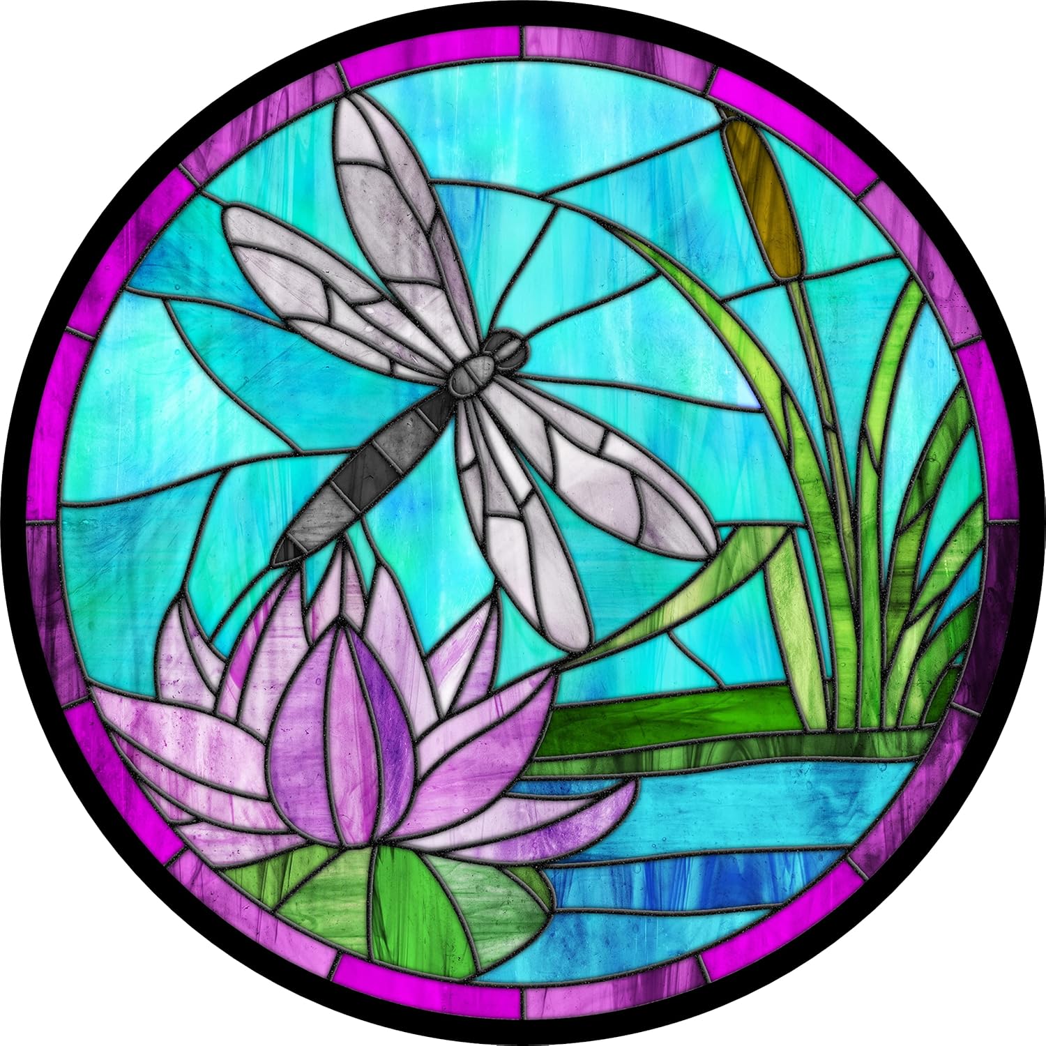 Faux Stained Glass Wreath Sign – Dragonfly Wreath Sign (11.75″)