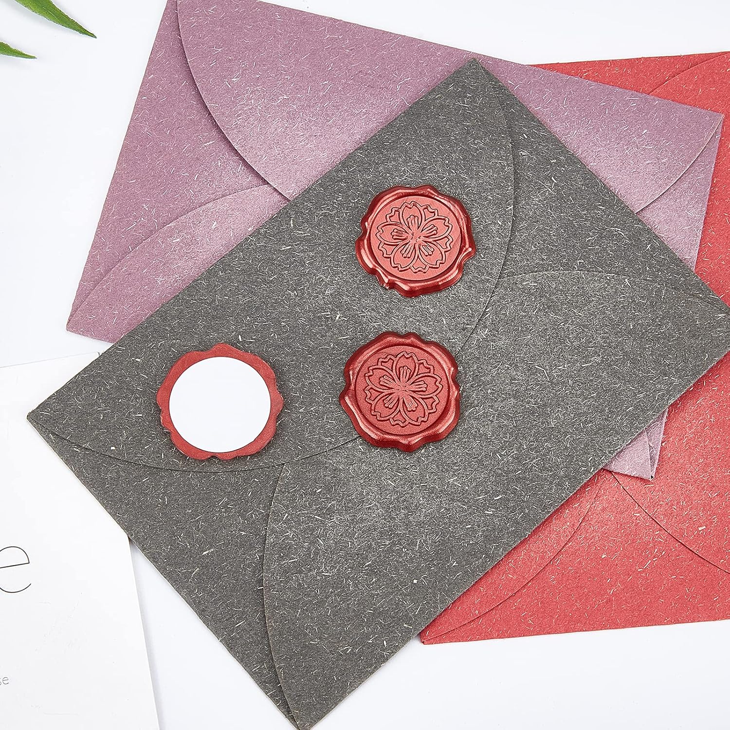 CRASPIRE Calcomanías adhesivas de cera, diseño de flores de cerezo, 25 unidades, sellos de cera autoadhesivos, calcomanías decorativas para sobres,