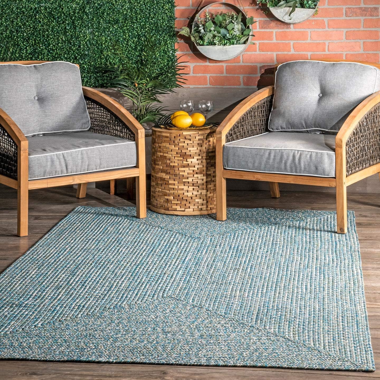 nuLOOM Wynn – Alfombra de área trenzada para interiores y exteriores, 4pies x 6pies, aguamarina