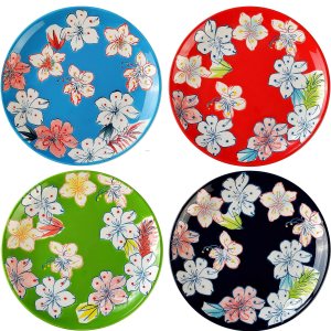 superyes Juego de 4 platos de ensalada de cerámica floral pintados a mano, juego de platos redondos decorativos de 8 pulgadas, para ensalada, superyes Juego de 4 platos de ensalada de cerámica floral pintados a mano, juego de platos redondos decorativos de 8 pulgadas, para ensalada,