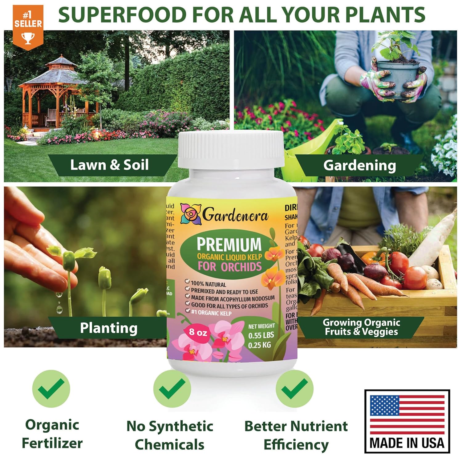 Fertilizante líquido prémium para plantas de orquídeas, 8 onzas, mejora la salud de tus orquídeas naturalmente