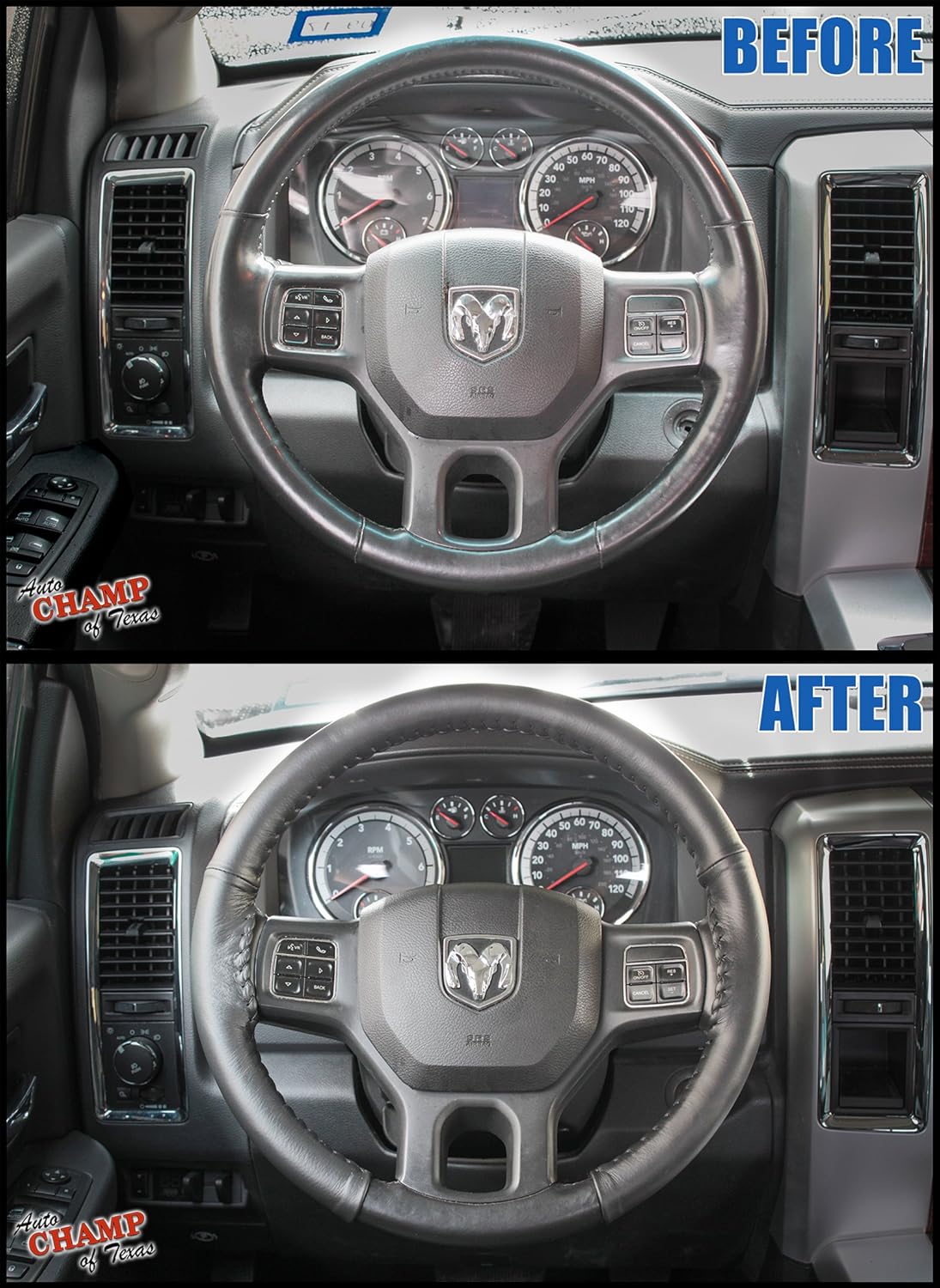 Compatible con Dodge Ram 1500 2500 3500 2009-2012 – Funda de cuero para volante, color negro
