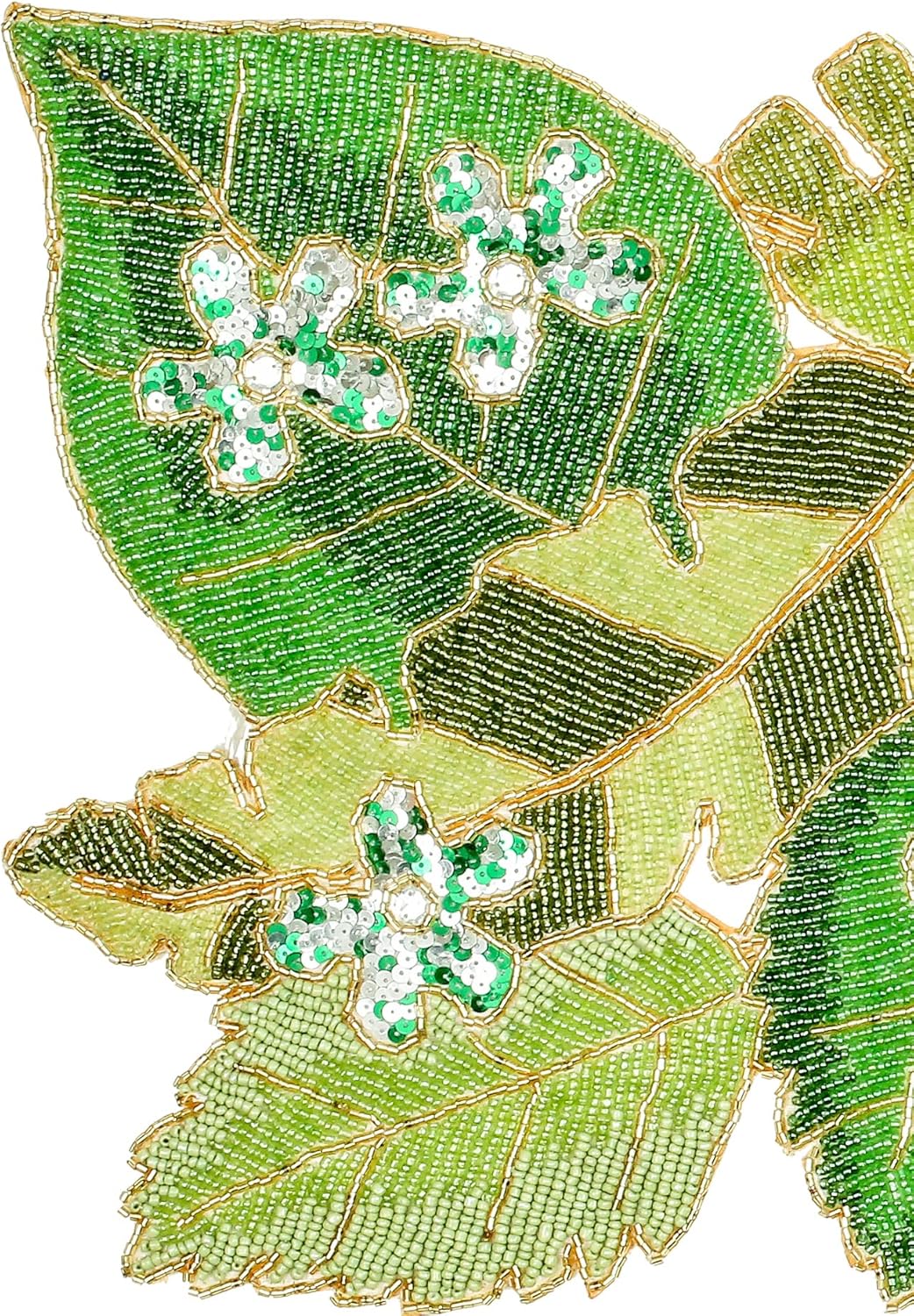Camino de mesa con cuentas de hojas verdes de 36 pulgadas de largo, hermoso y elegante camino decorativo brillante perfecto para decoración de mesa