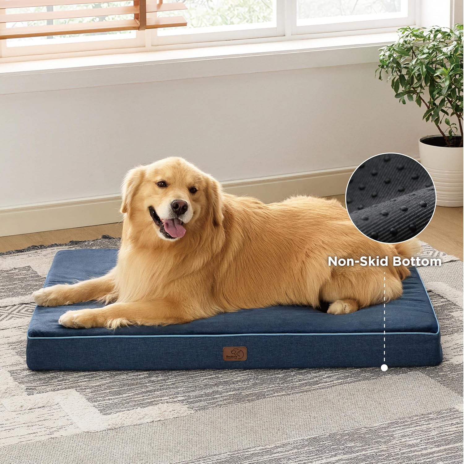 Bedsure Memory Foam Dog Bed for Large Dogs – Orthopedic Waterproof Dog Bed for Crate with Removable Washable Cover and Nonskid Bottom – Plush