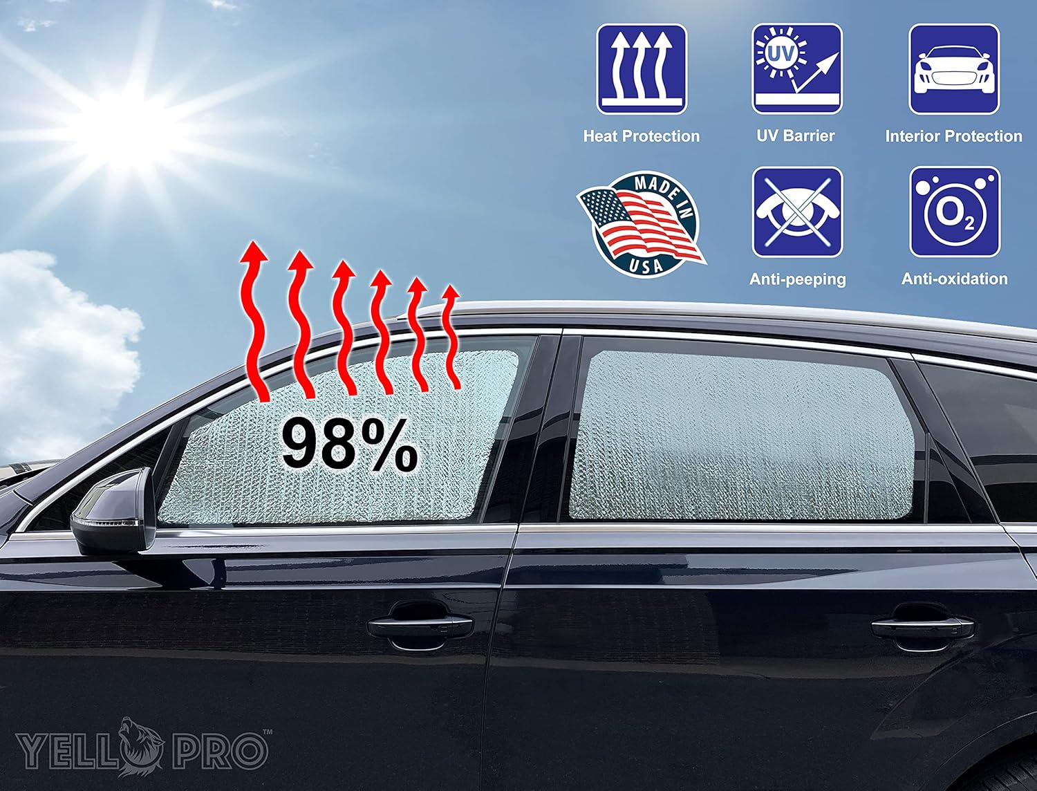 YelloPro – Parasol para ventana lateral para asiento delantero (juego de 2) ajuste personalizado para Hyundai Tucson 2022 2023, híbrido, SUV,