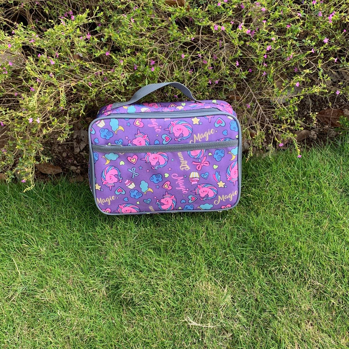 FlowFly – FlowFly – Lonchera térmica para niños, minihielera suave para el regreso a clases, lonchera para niñas, niños, unicornio morado