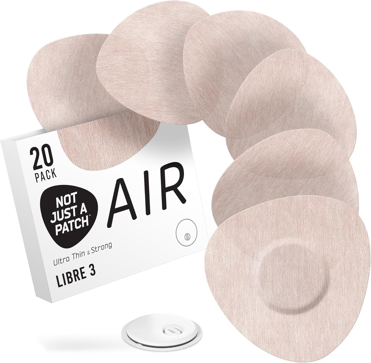 Not Just A Patch Air Libre – 3 cubiertas para sensores (paquete de 20)  Parches adhesivos delgados, fuertes y ligeros con adhesión de 14 días,