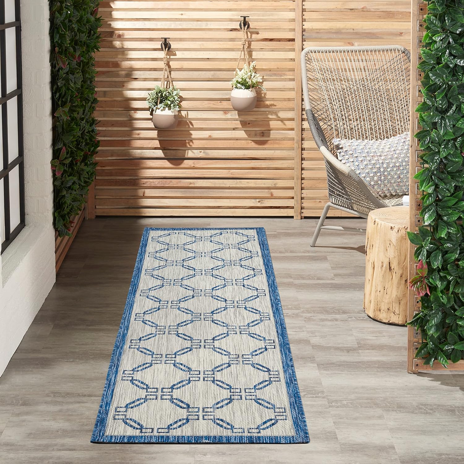 Nourison Garden Party – Alfombra de área de 2.2 x 7.6 pies, tradicional, enrejado, dormitorio, sala de estar, comedor, cocina, fácil limpieza, no se