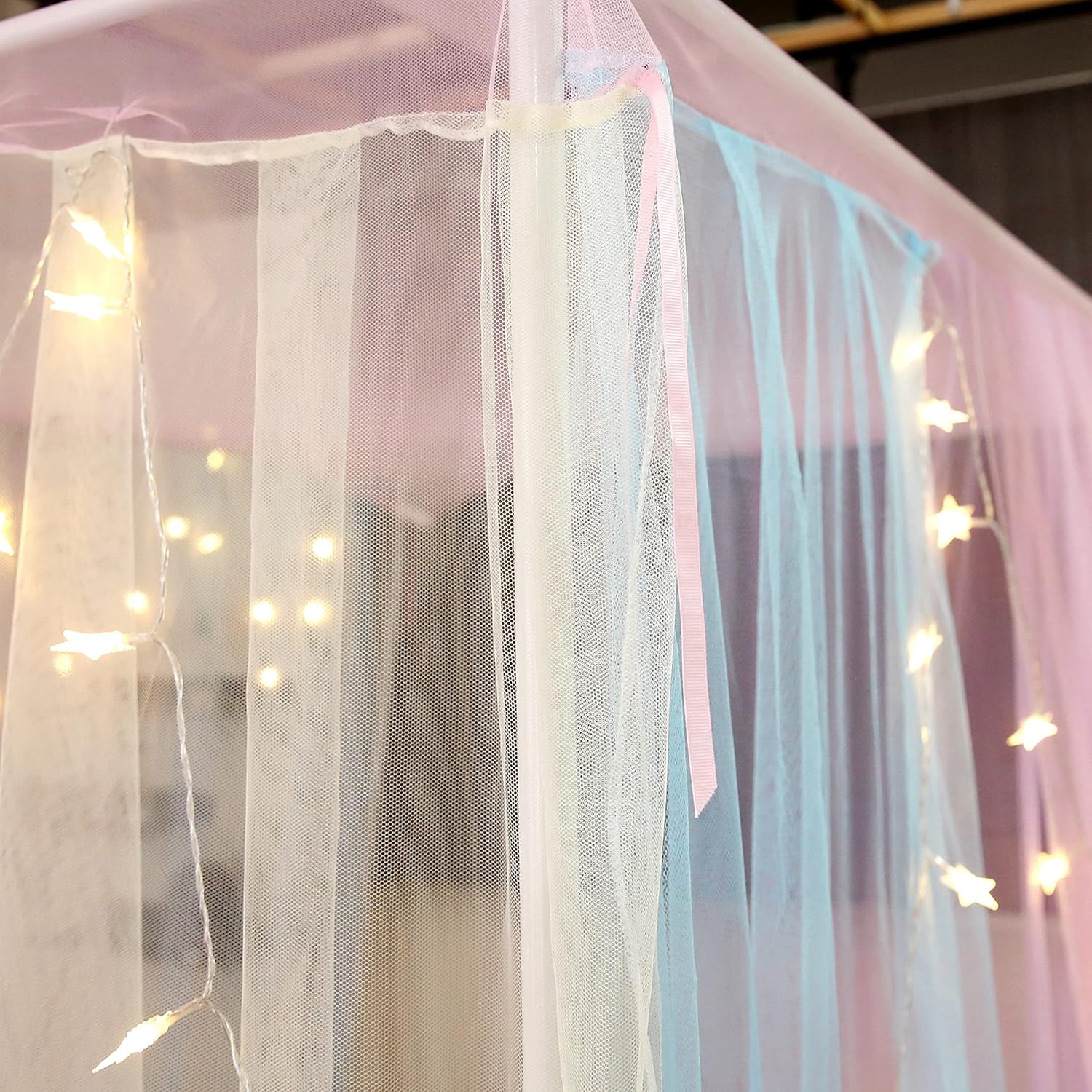 Nattey – dosel de 4 postes para esquinas de cama de princesa, dosel de tul.