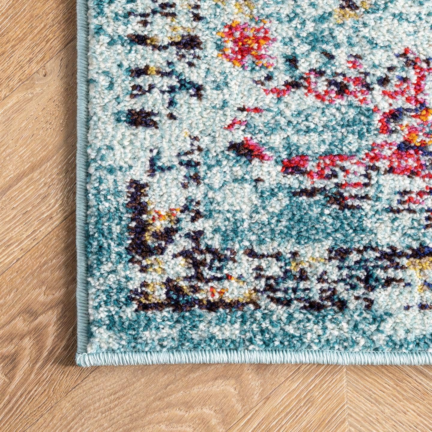 NuLOOM Veronica – Alfombra vintage envejecida, Polipropileno, Agua (Aqua)