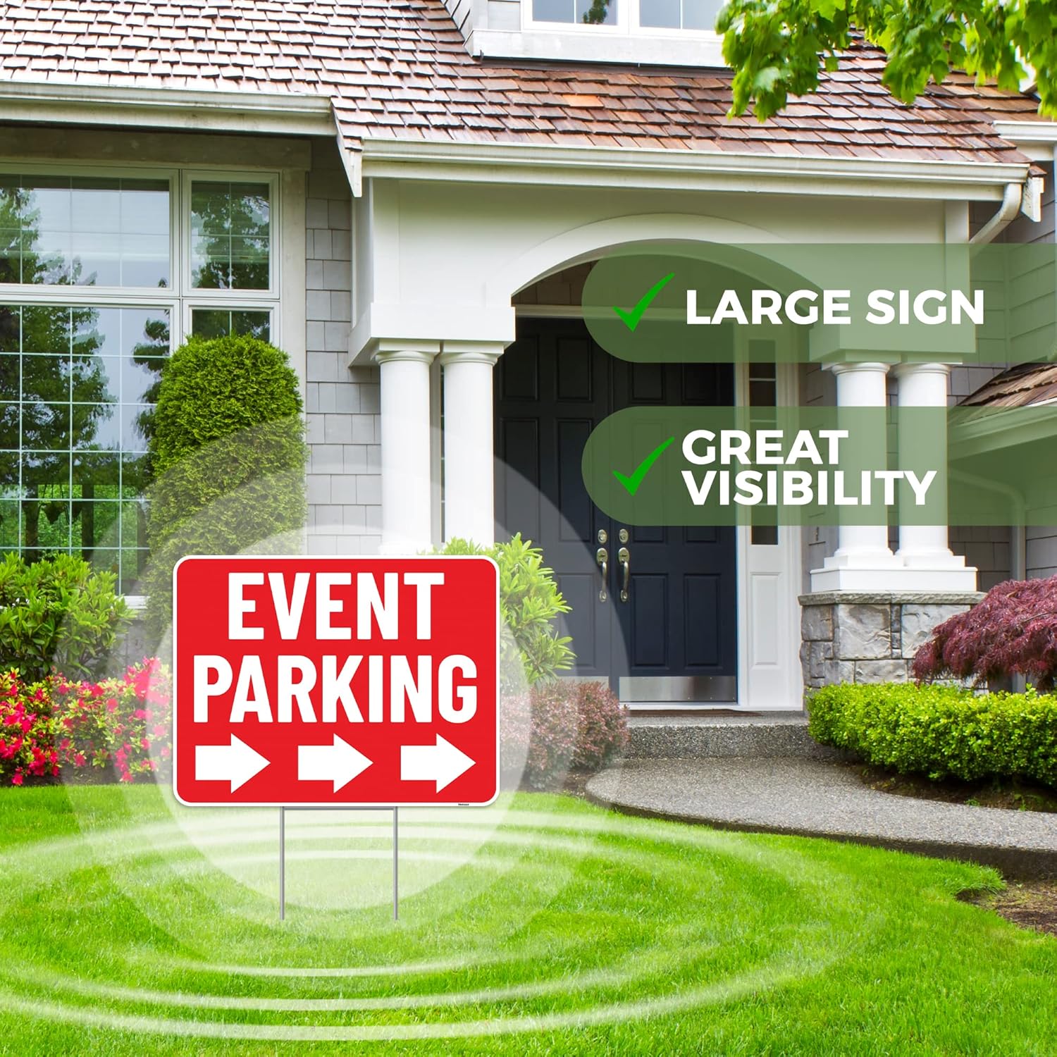 2 letreros de estacionamiento para eventos con estaca, 17 x 13 pulgadas, letreros de doble cara, plástico corrugado, señalización de eventos para