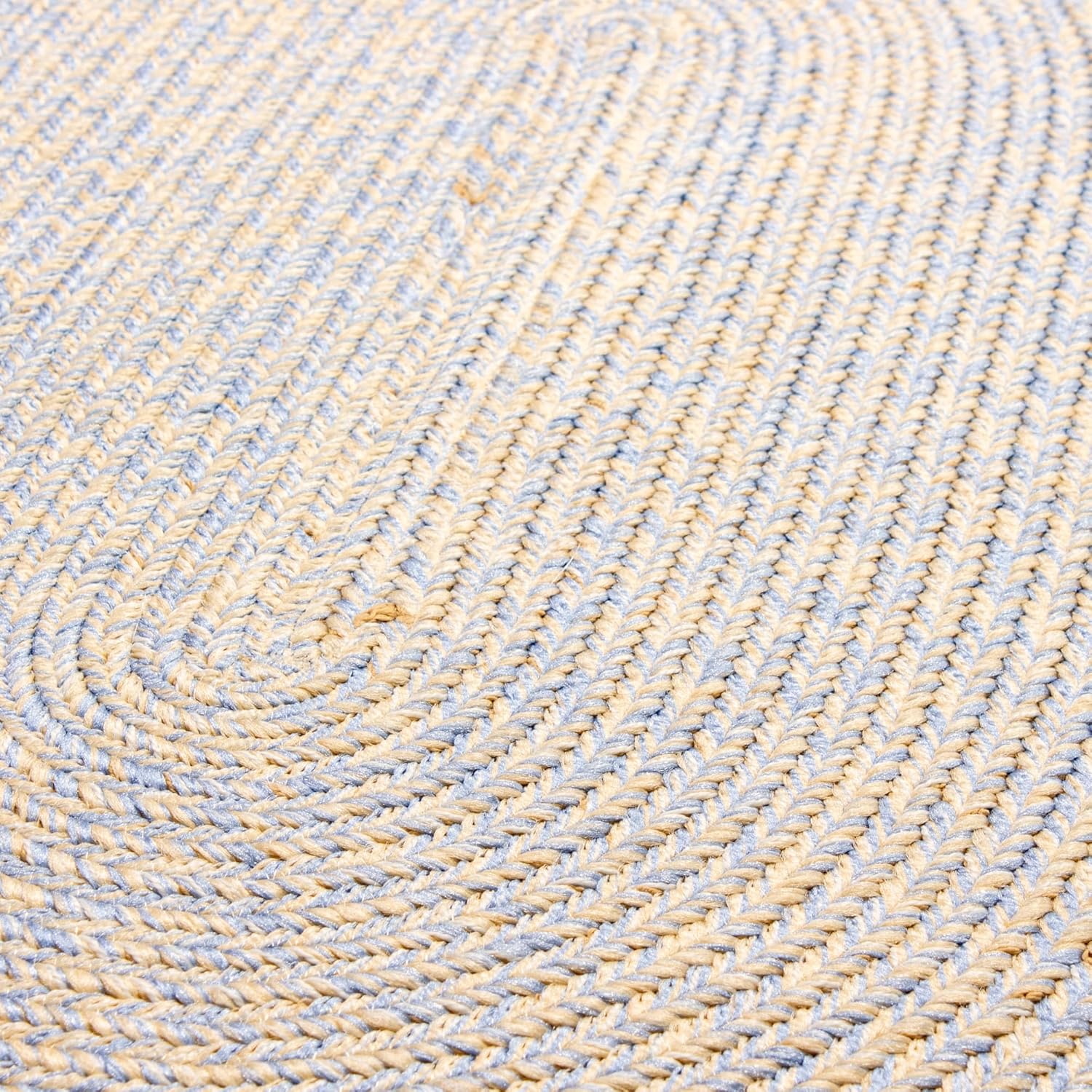 Super Area Rugs Alfombra trenzada azul para sala de estar, alfombra trenzada lavable, alfombra de campo francés para sala de estar, ovalada, 5 x 8