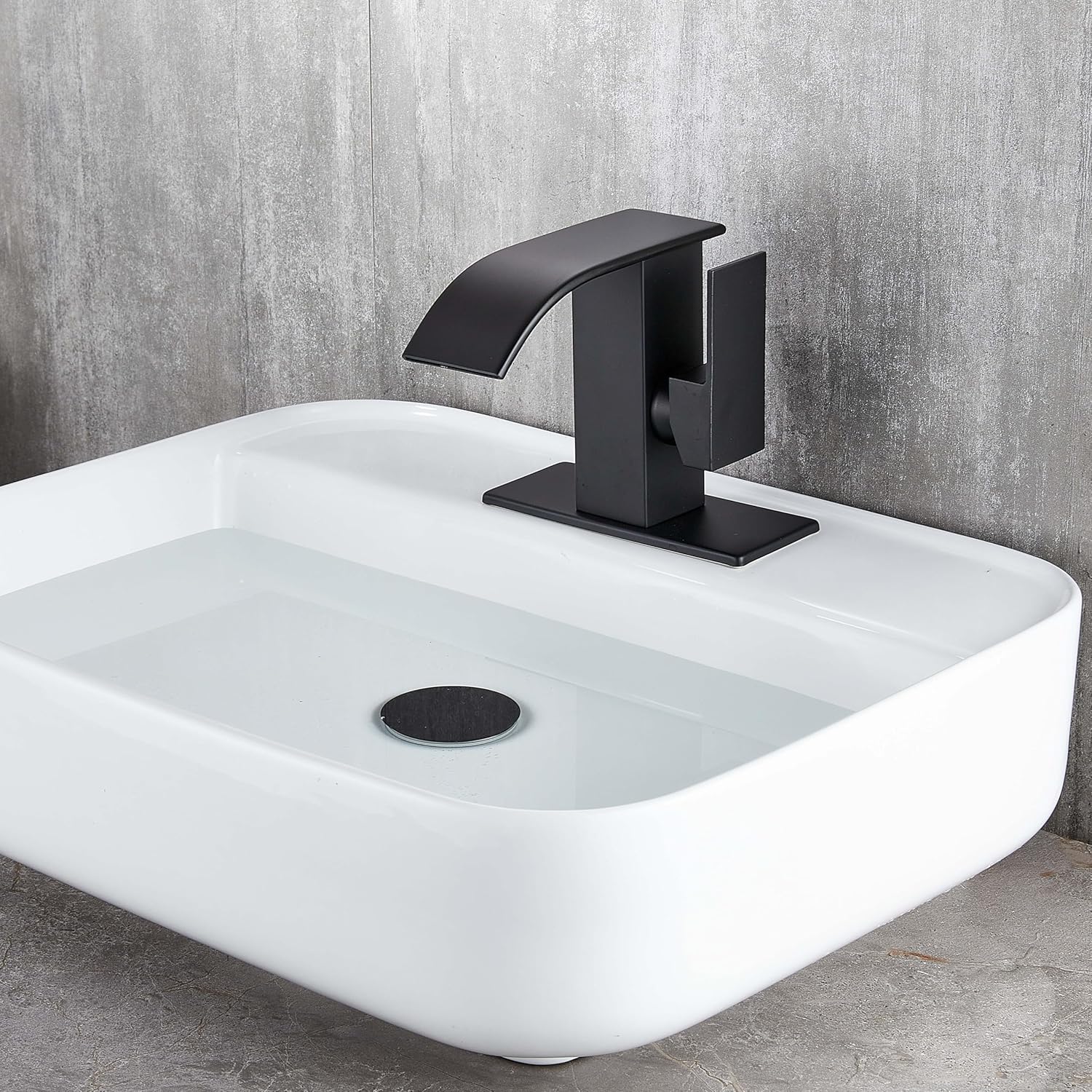 Grifo de lavabo de baño para 1 agujero, grifo de baño negro con drenaje y mangueras, grifos de baño para tocador, grifo comercial y residencial