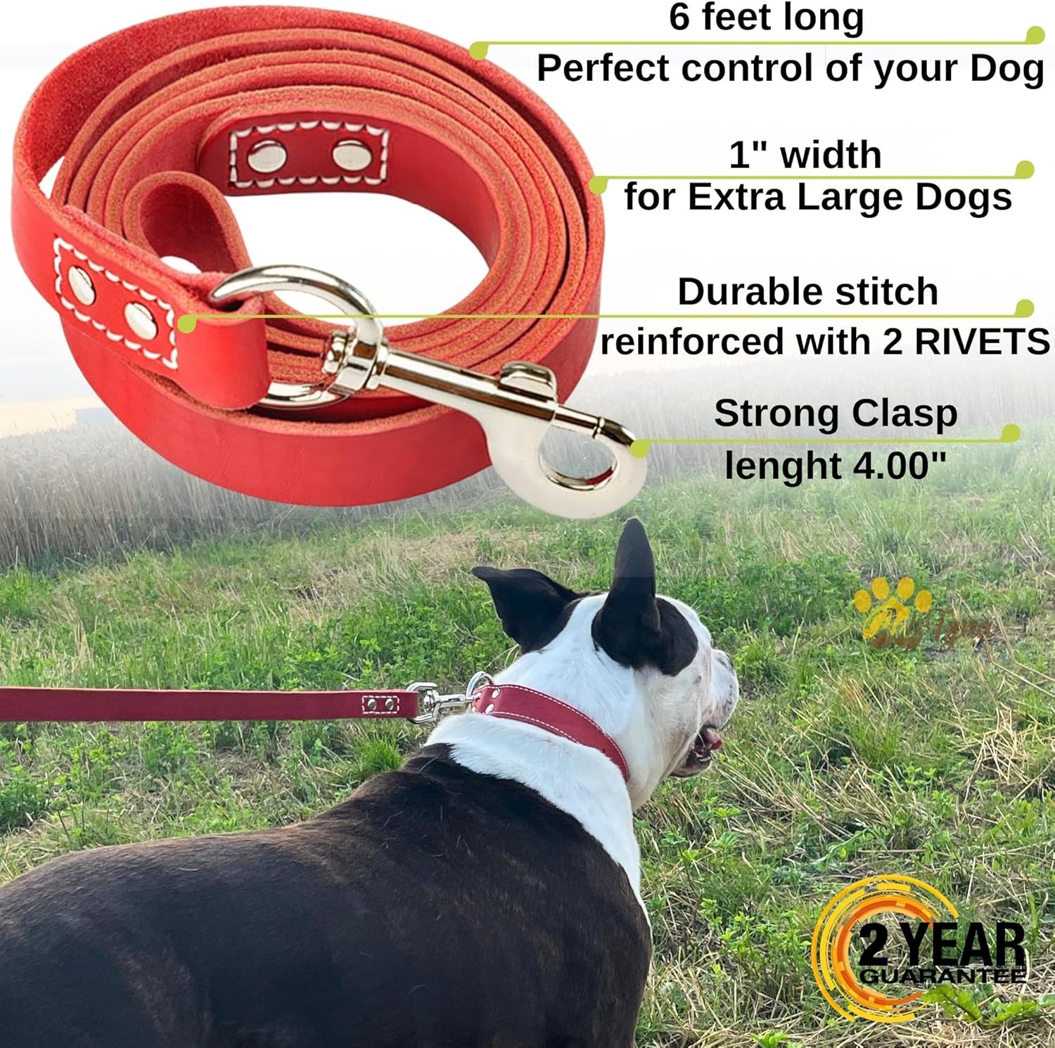 Correa de cuero resistente para perros de 6 pies  Correa de cuero fuerte y suave para perros extra grandes y grandes  Correa de entrenamiento de
