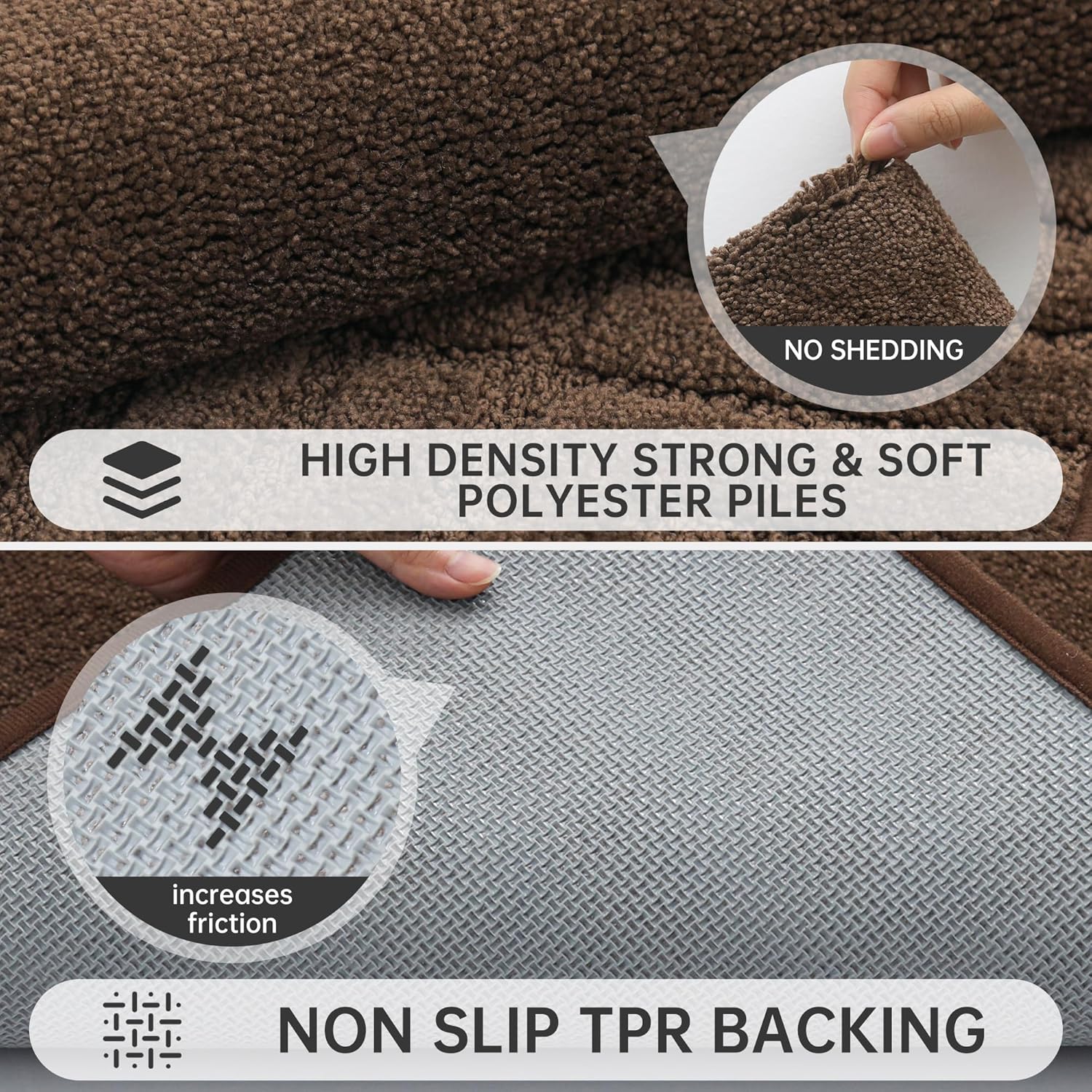 BEQHAUSE Door-Mat – Tapete antideslizante para puerta principal, de perfil bajo, resistente a la suciedad, lavable, absorbente, color marrón, 32 x