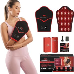 Manopla de mano con terapia de luz roja, dispositivo de terapia de luz infrarroja con apagado automático que promueve el alivio del dolor de mano y Manopla de mano con terapia de luz roja, dispositivo de terapia de luz infrarroja con apagado automático que promueve el alivio del dolor de mano y